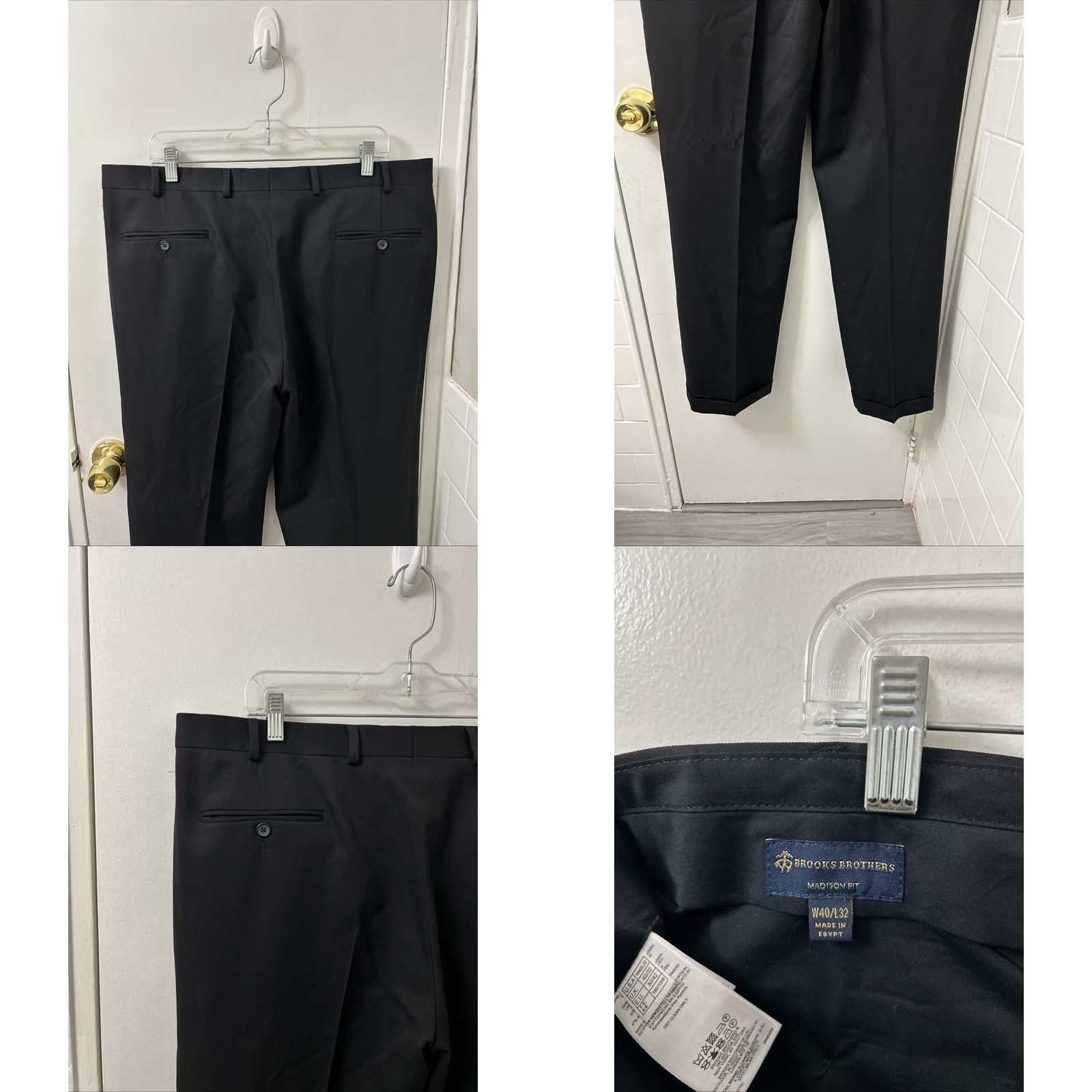 Brooks Brothers Brooks Brothers Madison Fit Pants Mens 40x31 Black 100% Wool Pleated Cuffed Zipper Zip Button Front Dress Pants Size US 40 / EU 56 - 8 Thumbnail