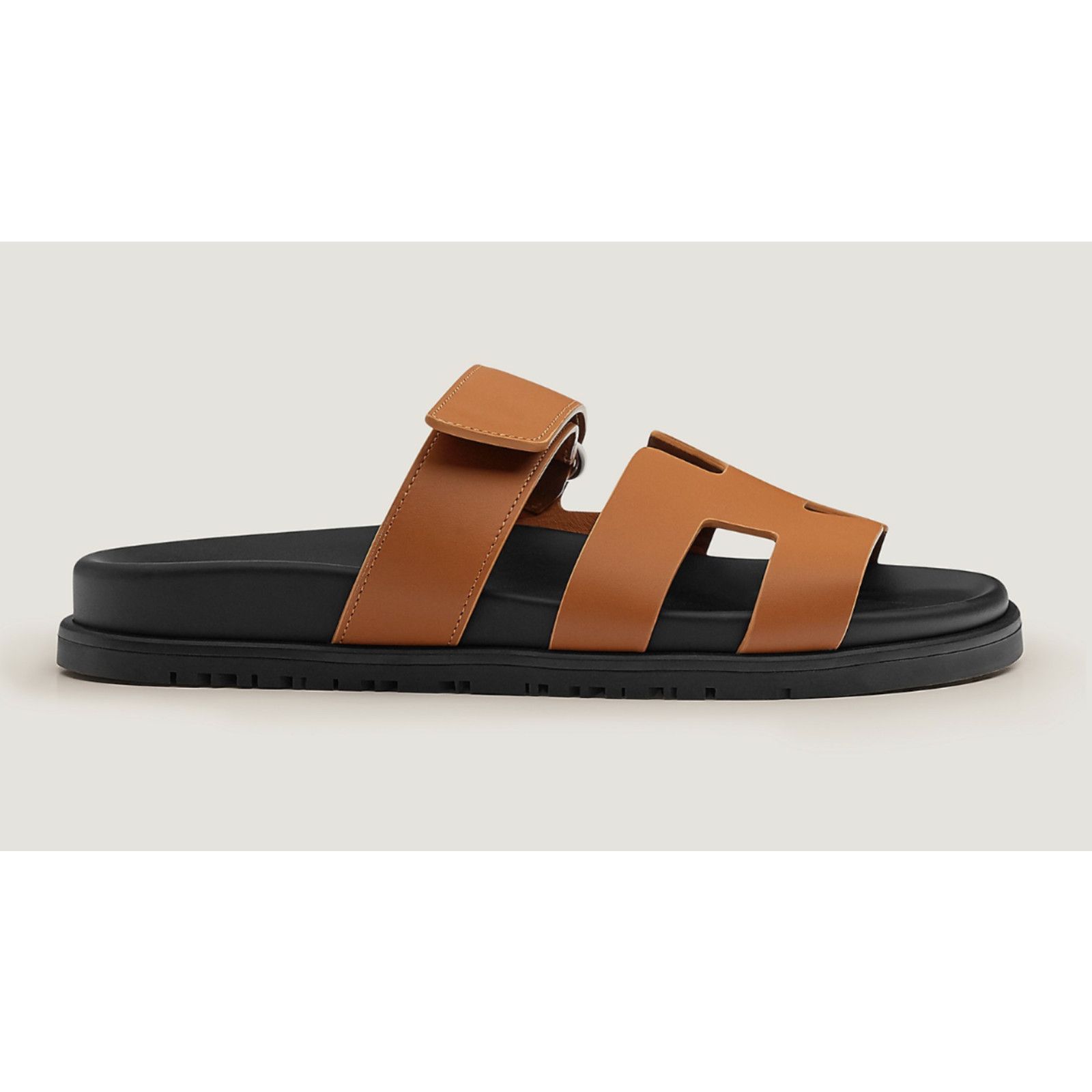 Hermes Hermes Chypre Sandal Natural Brown Leather Black Strap Size US 9.5 / IT 39.5 - 3 Thumbnail