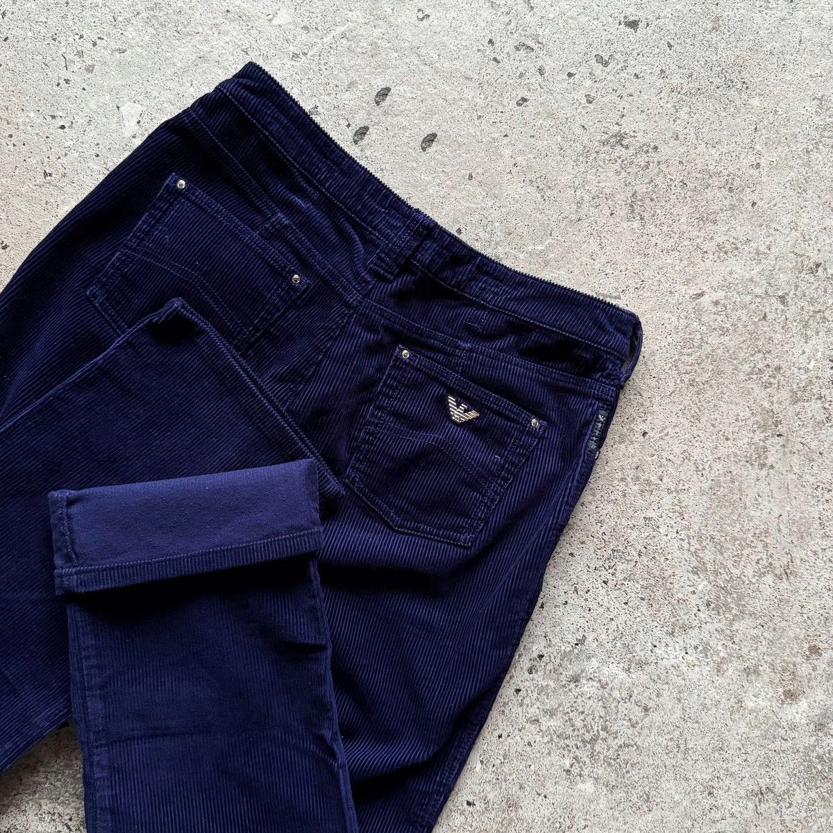 Armani Armani Jeans Womens Blue Velvet Corduroy Pants Mid Rise Size 30" / US 8 / IT 44 - 5 Thumbnail