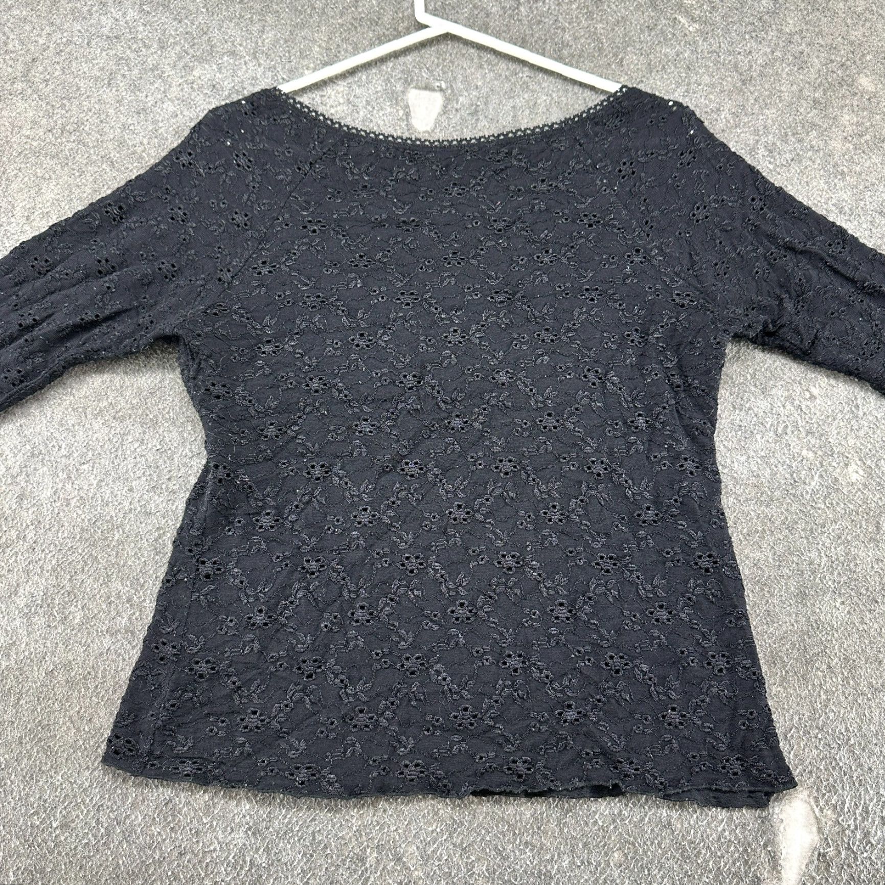 Vintage VINTAGE Ing Lace Top Womens 1X Black Long Sleeve Floral Embroidered USA Y2K Blouse Mens Womens Size XL / US 12-14 / IT 48-50 - 7 Thumbnail