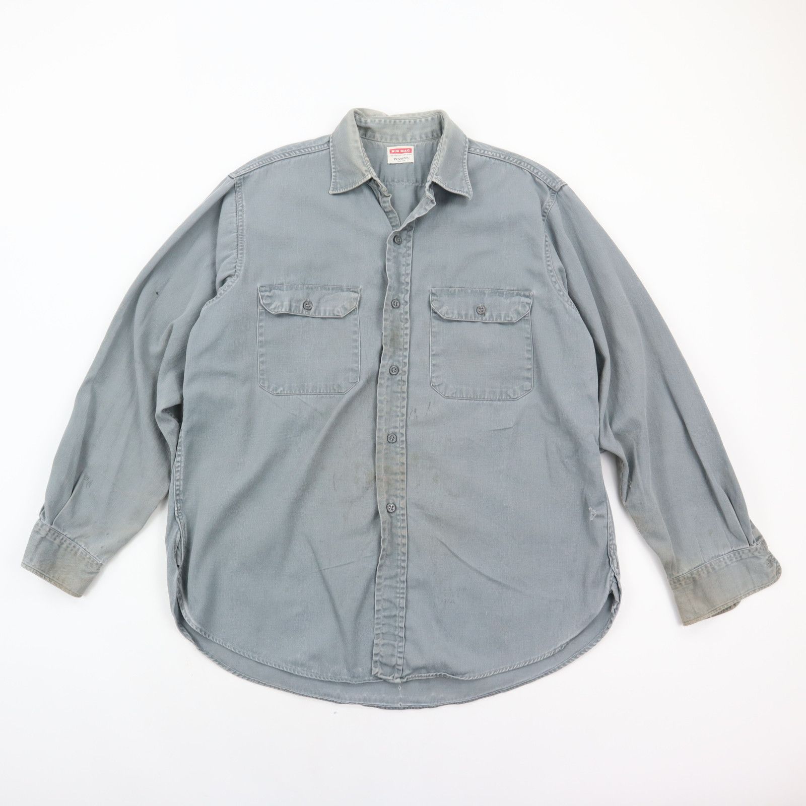 image of 50S 60S Big Mac Sanforized Vat Dyed Work Shirt Gray in Grey, Men's (Size Large)