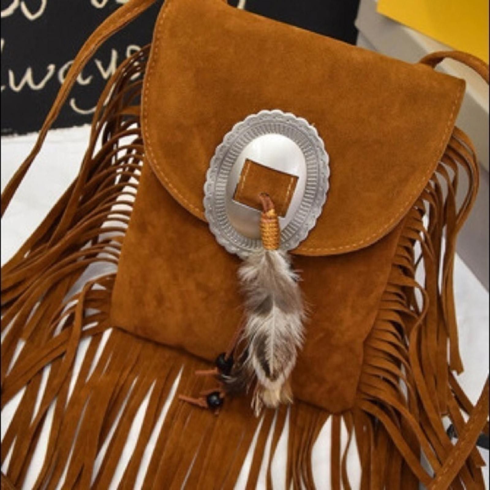 Designer Boho Feather Tassel Bag NWT Size ONE SIZE - 5 Thumbnail