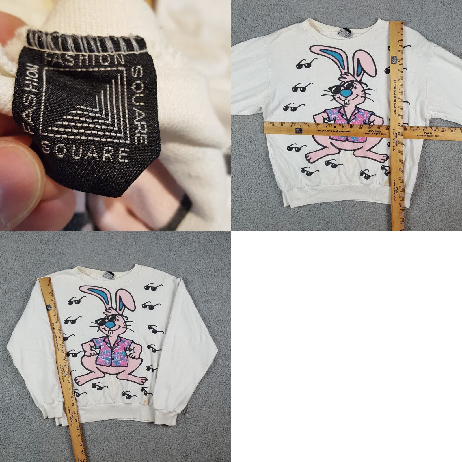 Vintage VINTAGE Fashion Square Sweatshirt Shirt Unisex Adults White 80s 90s Hawaiian Bunny Pullover Crewneck Size S Size US S / EU 44-46 / 1 - 8 Thumbnail