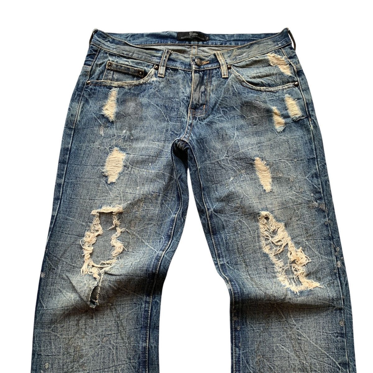 Japanese Brand Midas Flare Jeans Painted Distress Bootcut ifsix LGB Style Size US 31 - 3 Thumbnail