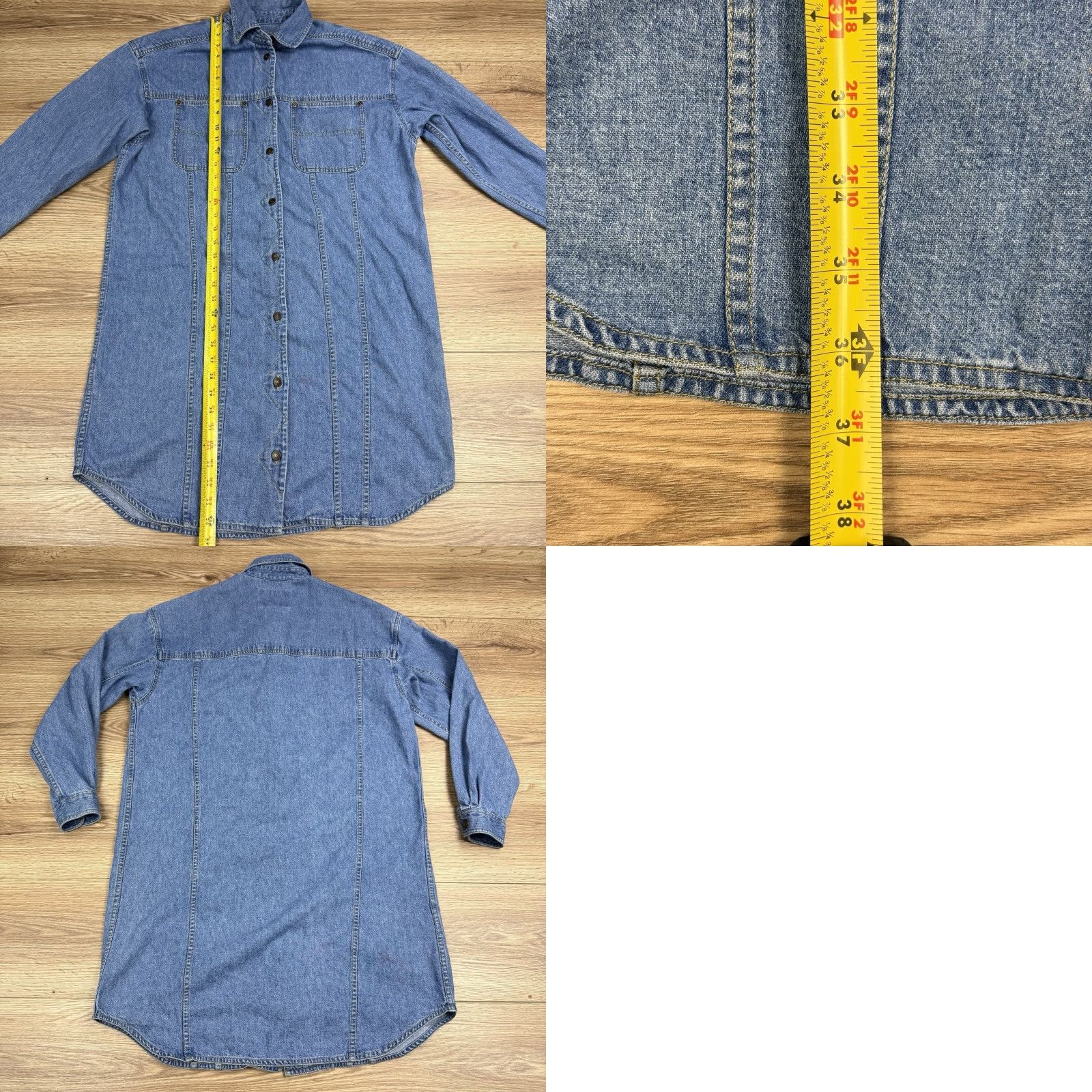 Denime VTG Liz Authentic Blue Denim Shirt Dress Knee Length Long Sleeve Size M Womens Shirt Dress Buttons Pocket Casual Size M / US 6-8 / IT 42-44 - 8 Thumbnail