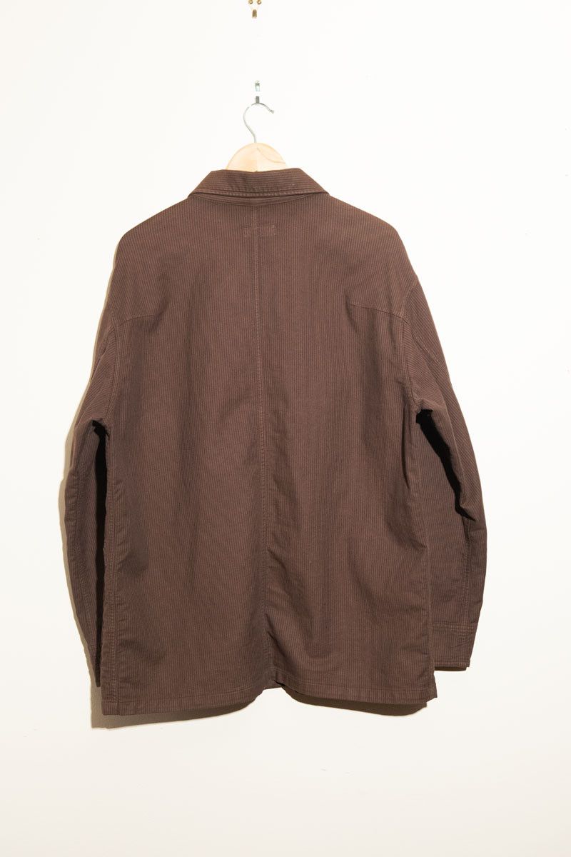 Ts(S) TSS Brown Stripe Cotton Blend Oversized French Chore Jacket Size US M / EU 48-50 / 2 - 2 Thumbnail