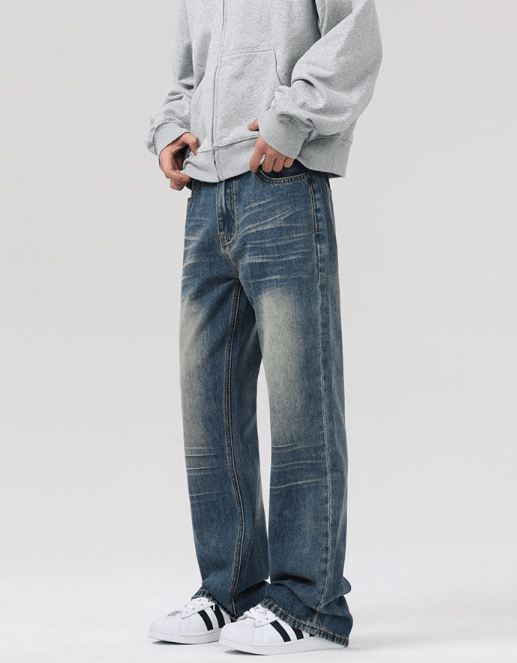 Japanese Brand × Jean American retro baggy distressed straight loose flared jeans Size US 32 / EU 48 - 3 Thumbnail