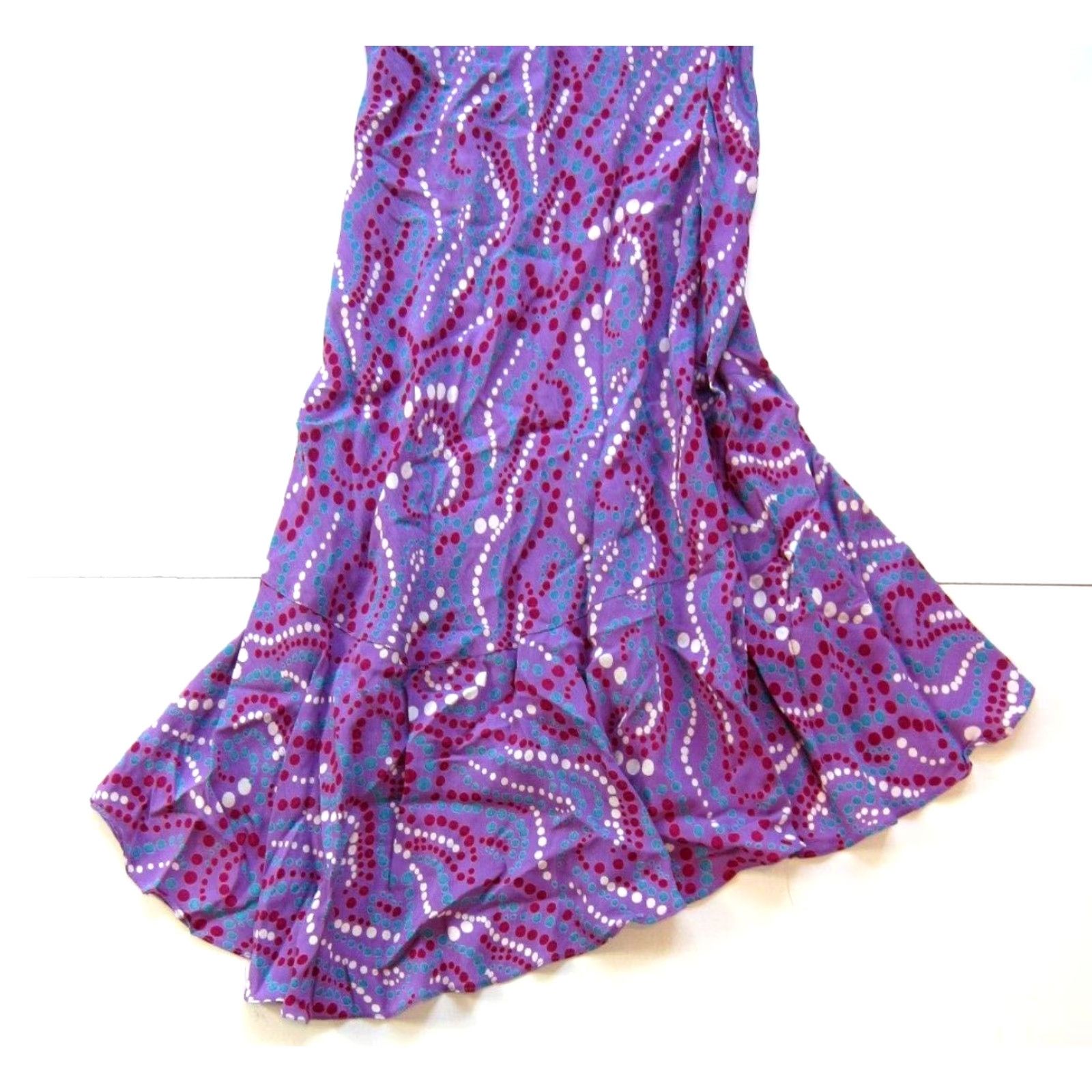 Vintage Angie 100% Rayon Purple Green White Polka Dot Midi Tank Slip Sun Dress Small Size S / US 4 / IT 40 - 6 Thumbnail