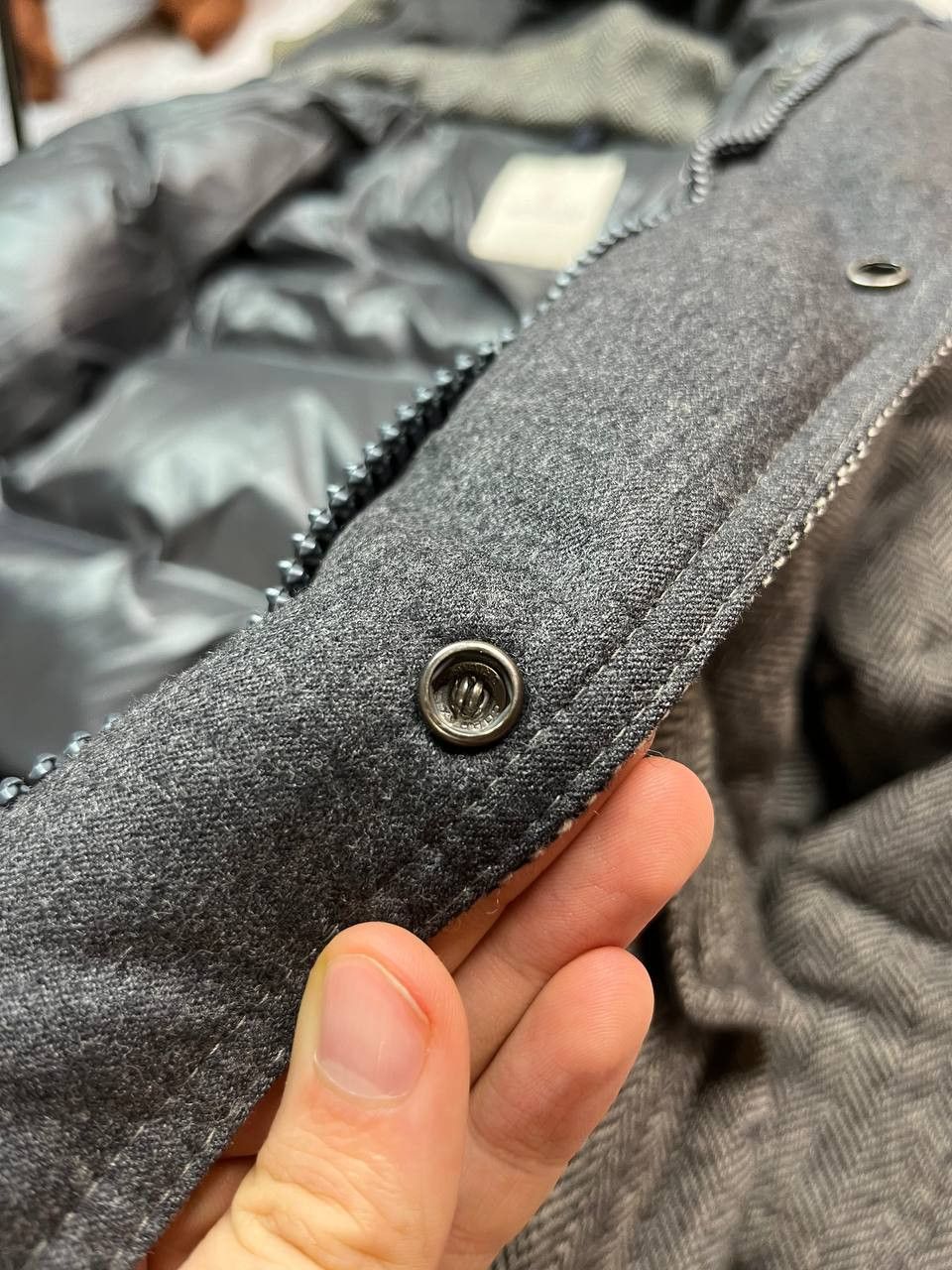 Moncler Moncler Gildas Herringbone Wool Down Puffer Jacket Size US L / EU 52-54 / 3 - 18 Thumbnail