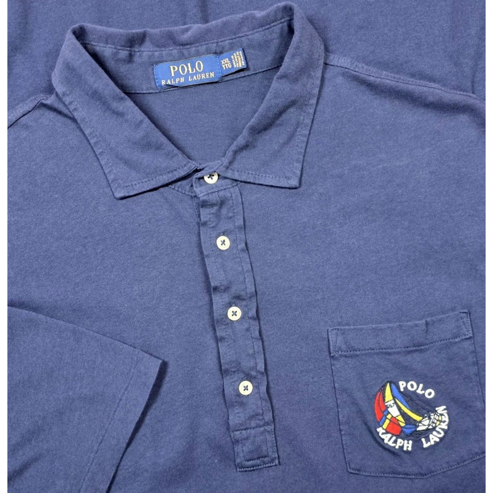 Polo Ralph Lauren Polo Ralph Lauren Polo Shirt 2XL Blue Yacht Club Pocket Rugby 100% Cotton Shirt Mens Polo Shark Yacht Club RLyc cp-93 Size US XXL / EU 58 / 5 - 2 Thumbnail