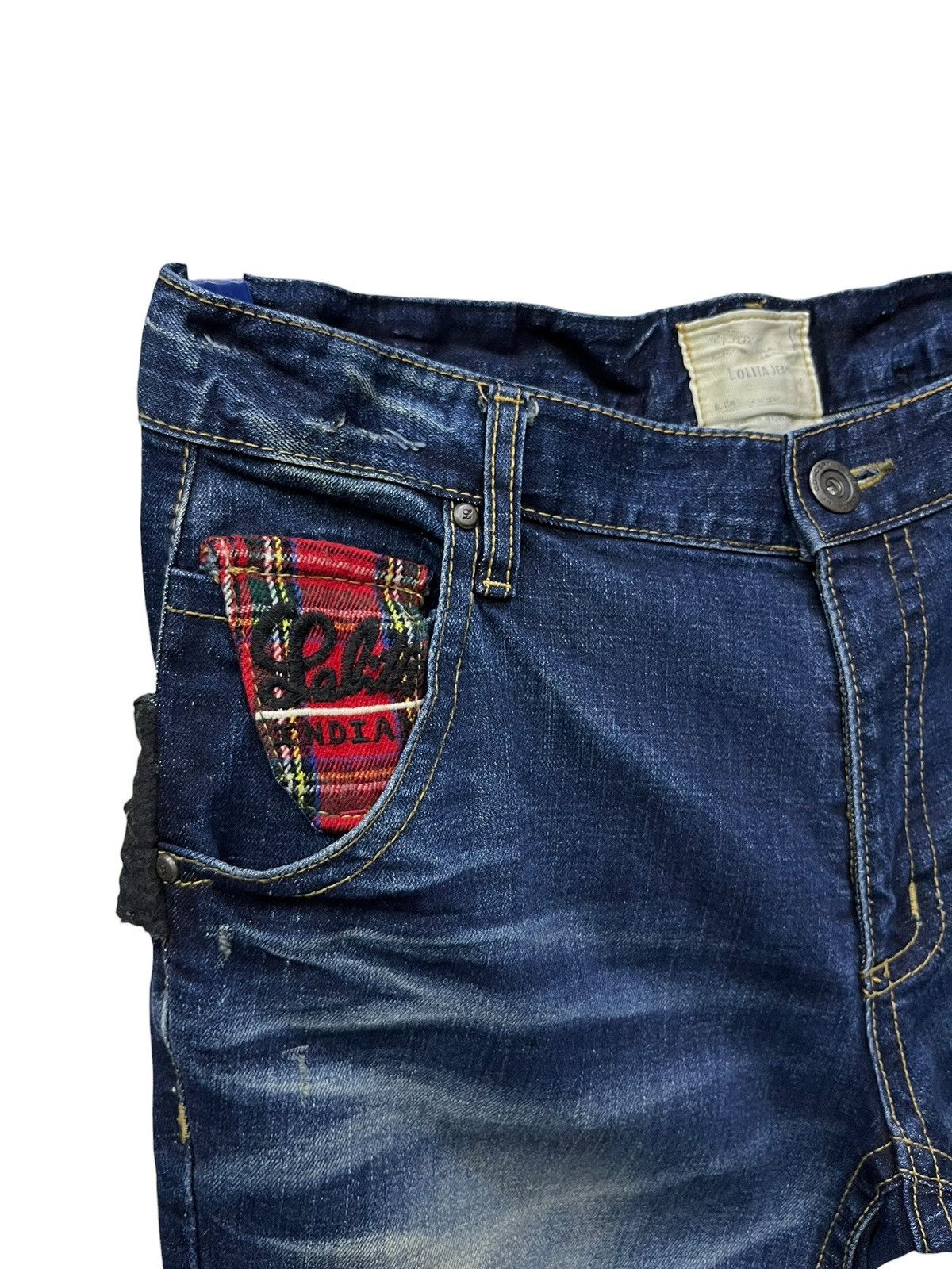 Lolita Jeans Vintage Lolita Madras Tartan Belted Punk Acid Wash Denim Y2K Size US 34 / EU 50 - 7 Thumbnail