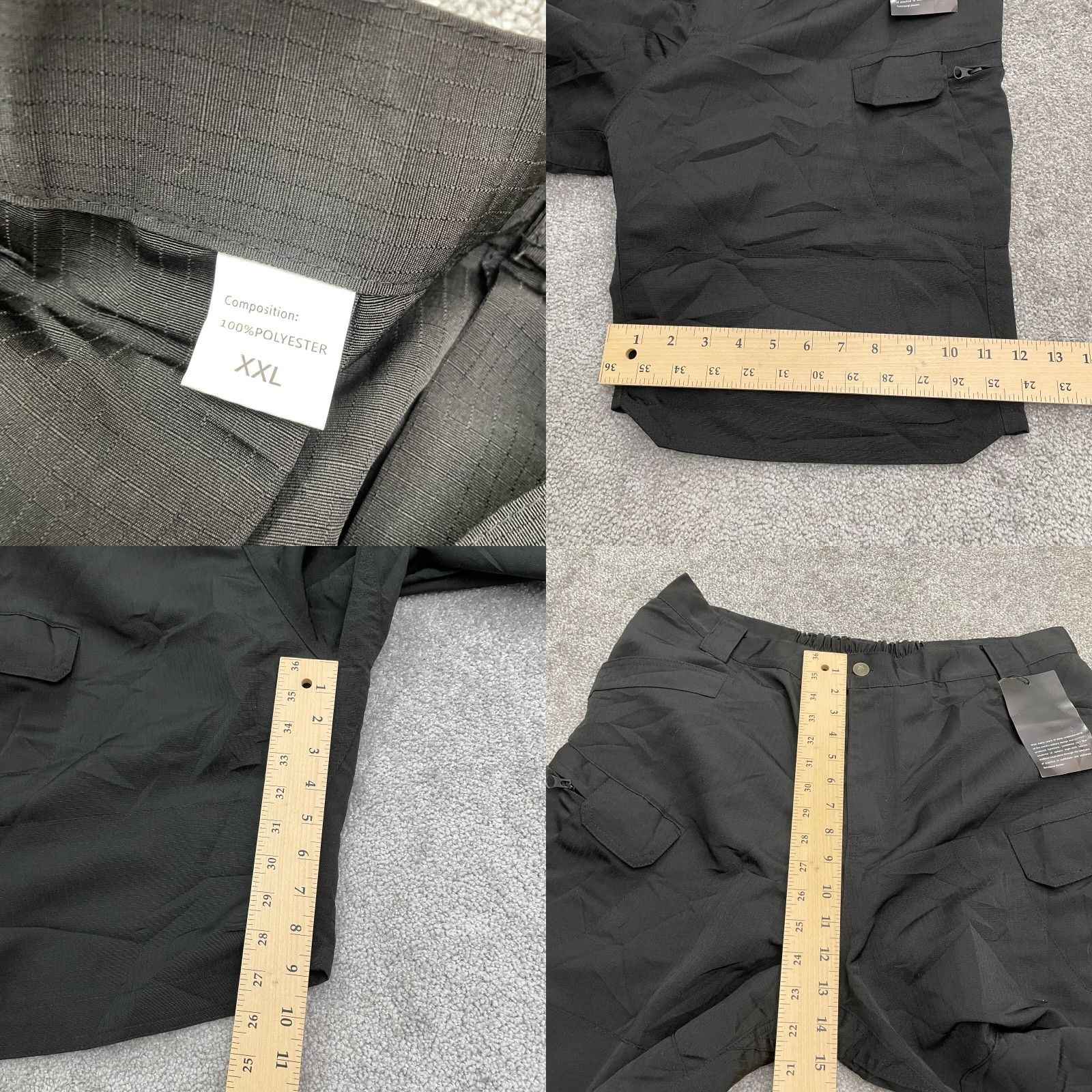 Vintage Unbranded Shorts Mens XXL Black Outdoor Cargo Hiking Elastic Waist 37x9 NWT New Size US 39 - 8 Thumbnail