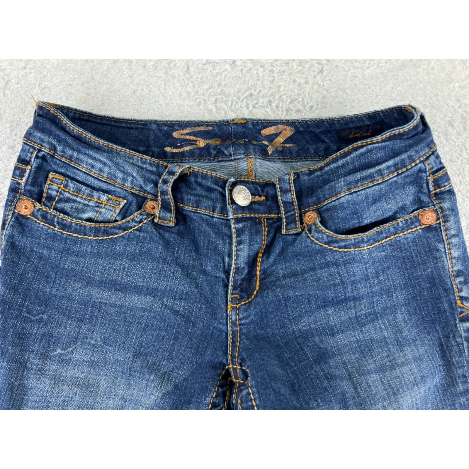 Vintage Seven7 Jeans Women Bootcut Denim Blue 28 30in Regular Cotton Blend 5-Pocket Low Rise Vintage? No. (Adjust) Size 28" / US 6 / IT 42 - 4 Thumbnail