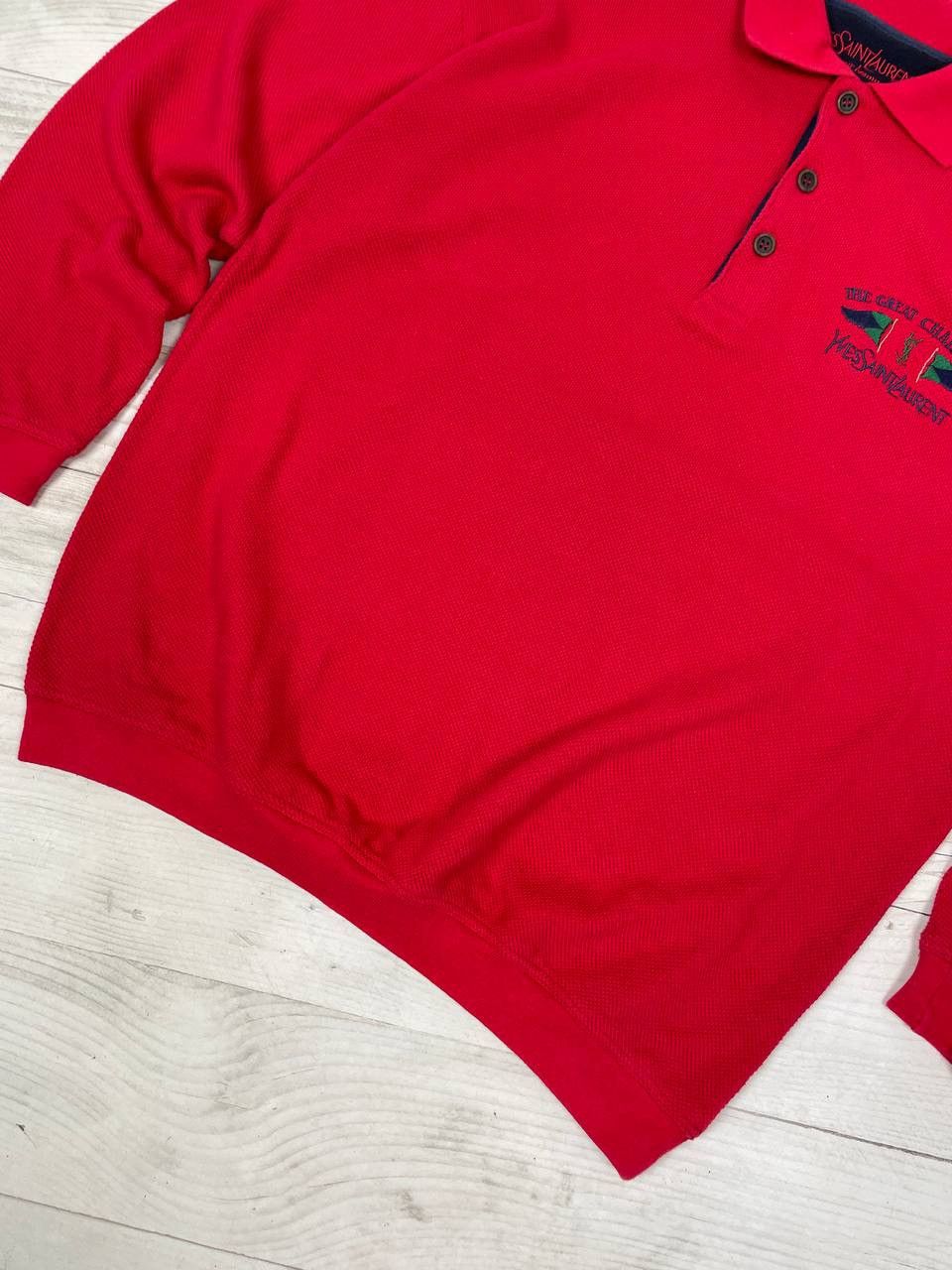 Vintage × Yves Saint Laurent Vintage Yves Saint Laurent Polo Sweatshirt Red Mini Logo Size US XXL / EU 58 / 5 - 4 Thumbnail