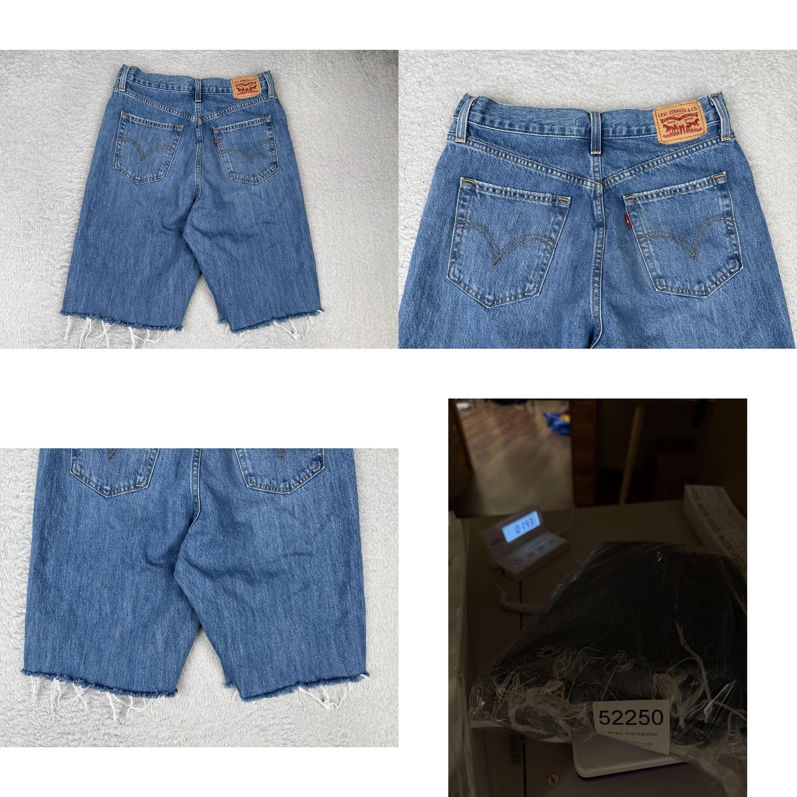 Levi's VINTAGE Levis High Waisted Straight Shorts Womens 29 Blue Cutoff Jorts Raw Hem Baggy Size 29" - 10 Thumbnail