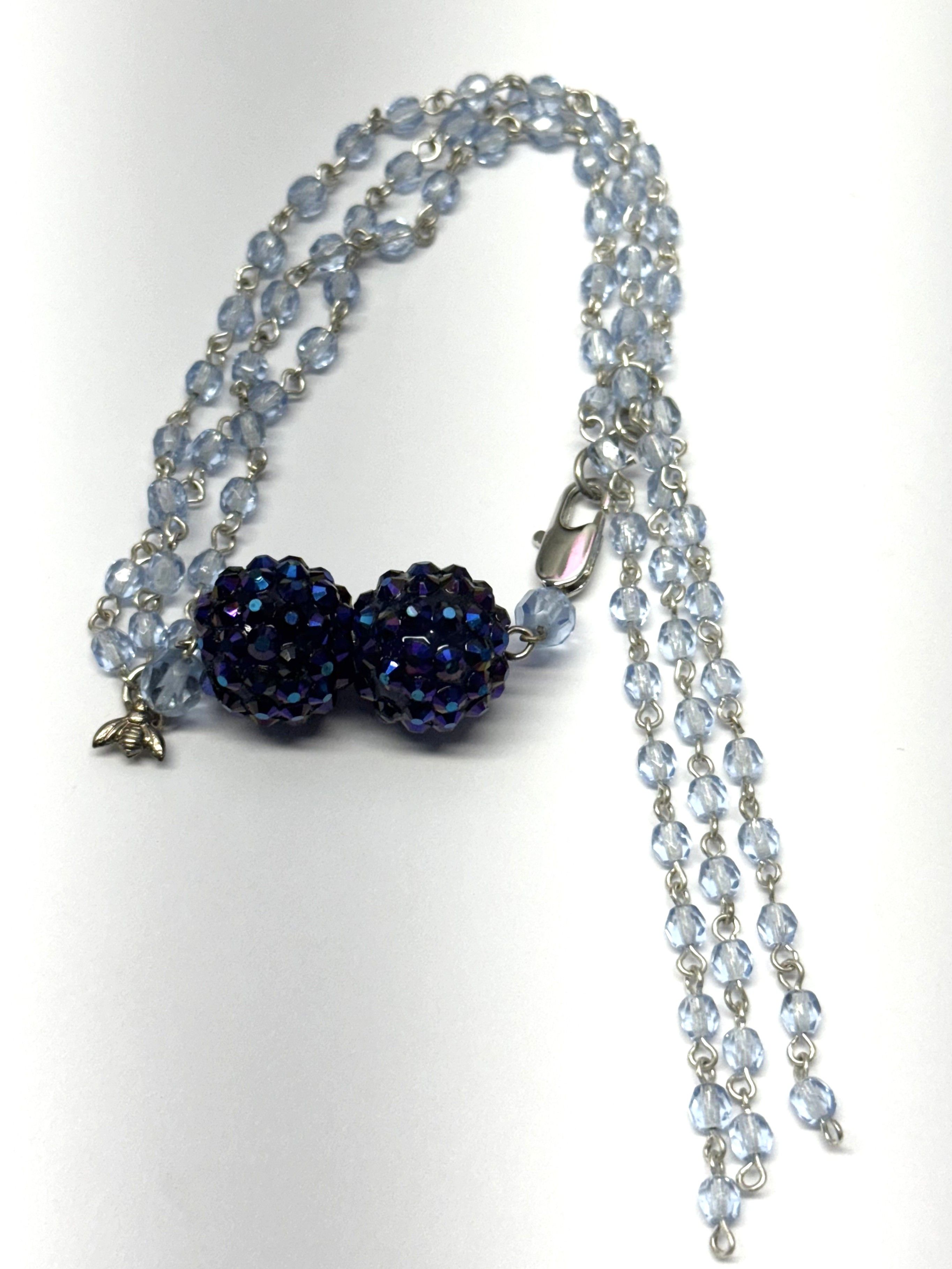 Vintage Vintage blue crystal beaded tassel rhinestone bracelet Size ONE SIZE - 3 Thumbnail