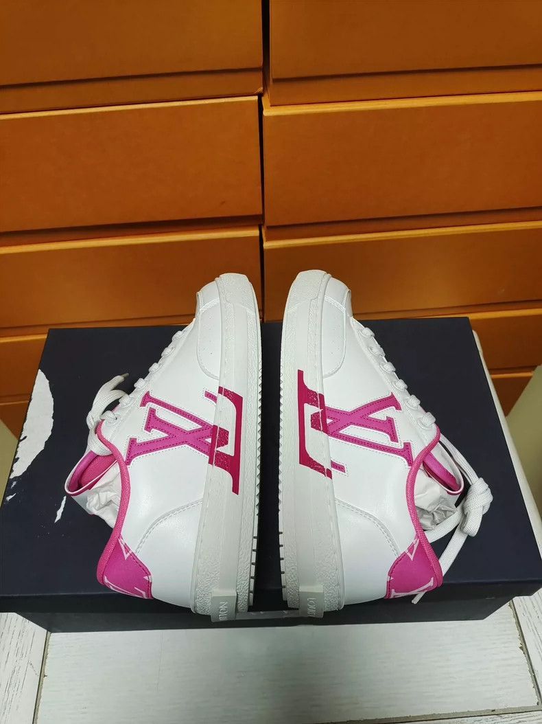 Louis Vuitton Louis Vuitton LV Women's White Sneakers with Pink Accents- Size US 5 / IT 35 - 6 Thumbnail