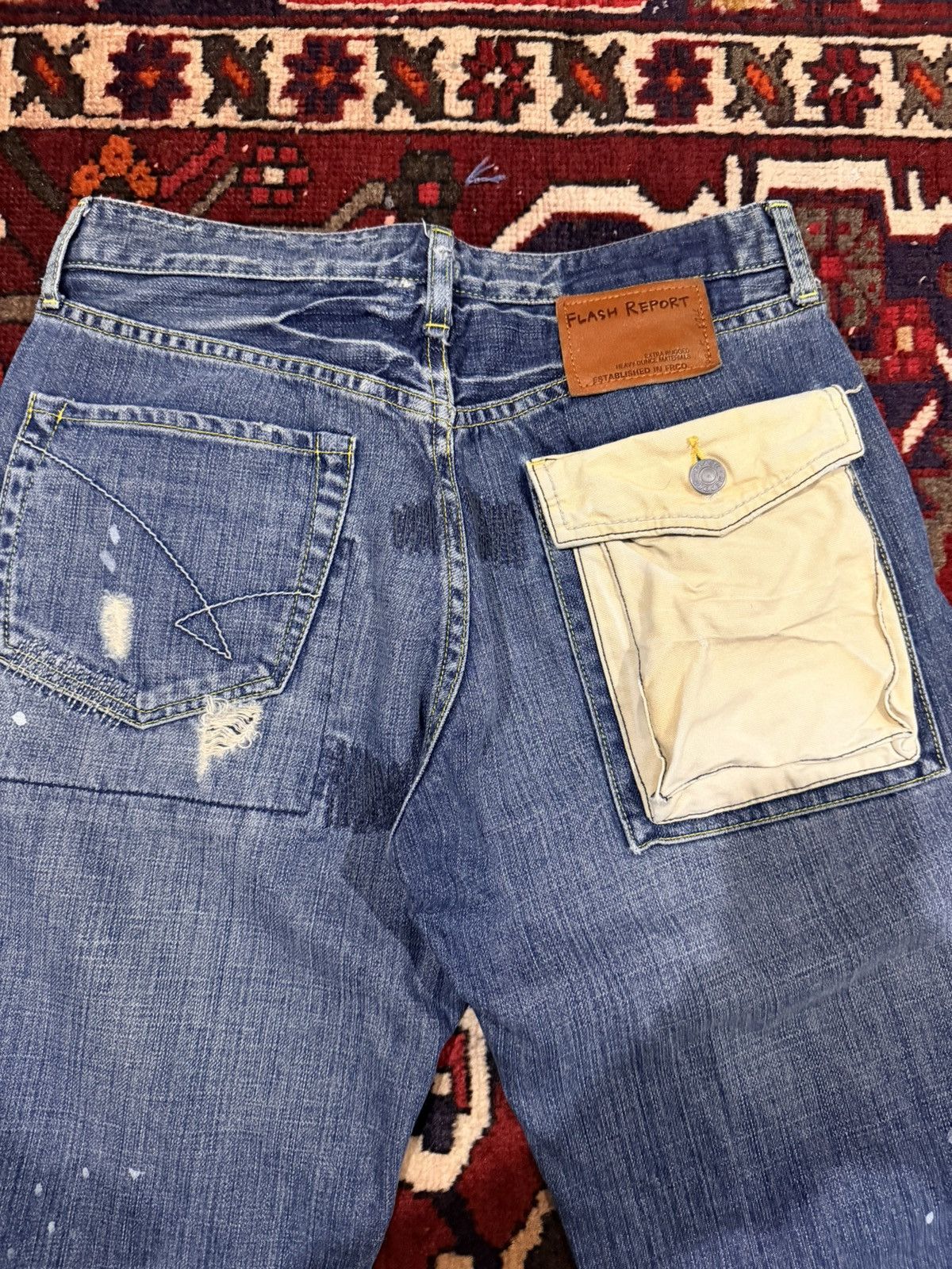 Tornado Mart Flash Report Vintage Fatigue Paint Splash Distressed Denim Size US 32 / EU 48 - 5 Thumbnail