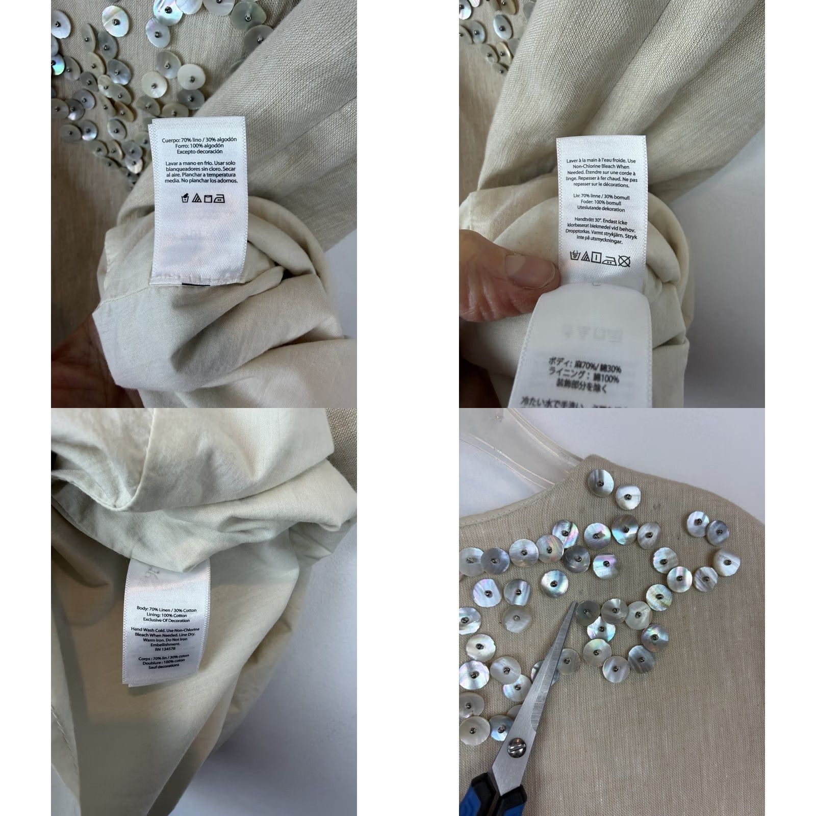 Vineyard Vines Vineyard Vines Shift Dress Womens 4 Beige Linen Blend Lined Button Embellishment Size S / US 4 / IT 40 - 9 Thumbnail