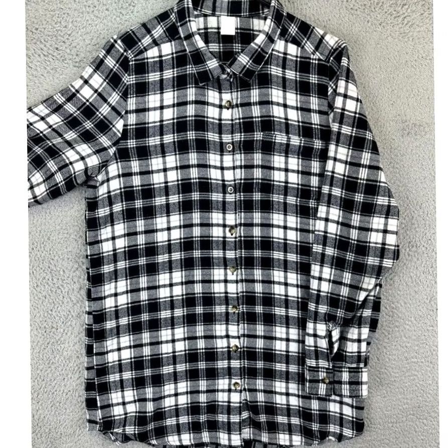 Vintage Free Press Shirt Womens M Black/White Plaid Button Up Pocket EUC Size M / US 6-8 / IT 42-44 - 2 Thumbnail