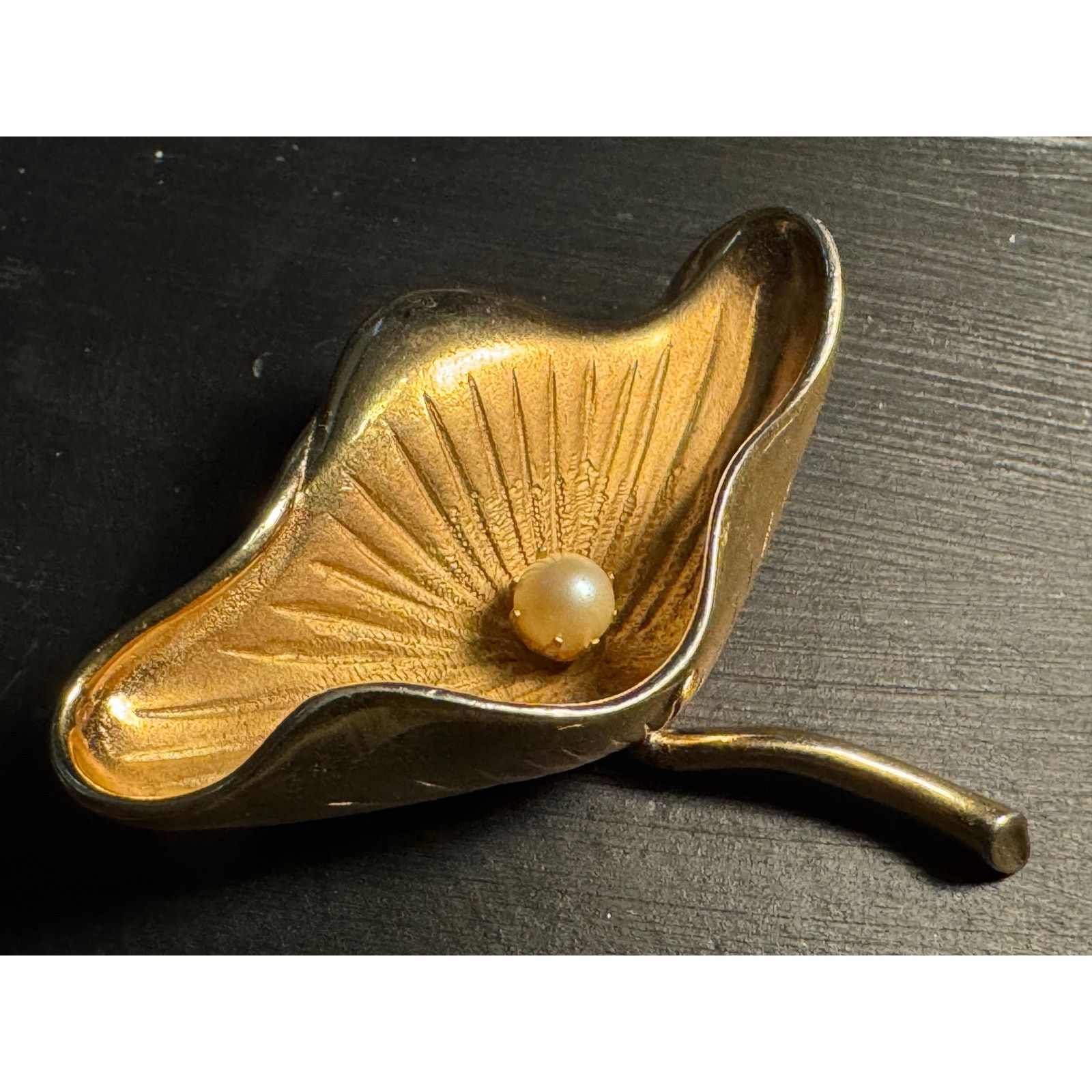 Other Vintage Marvella Gold Tone Brooch Center Pearl Ginkao Leaf Size ONE SIZE - 3 Thumbnail