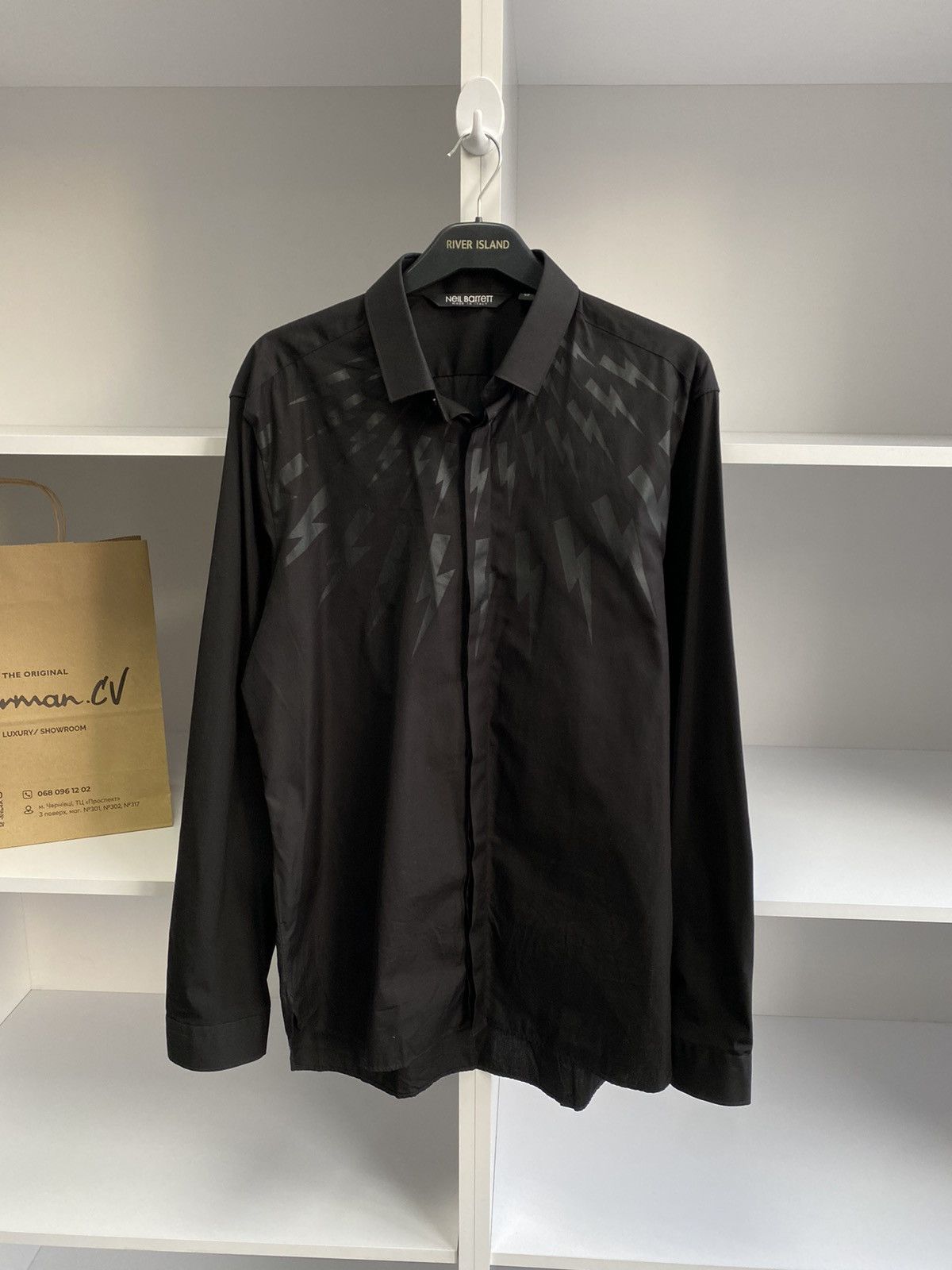 Designer × Neil Barrett × Vintage Vintage Neil Barrett Embroidered Fair Isle Thunderbolt Shirt Size US L / EU 52-54 / 3 - 3 Thumbnail