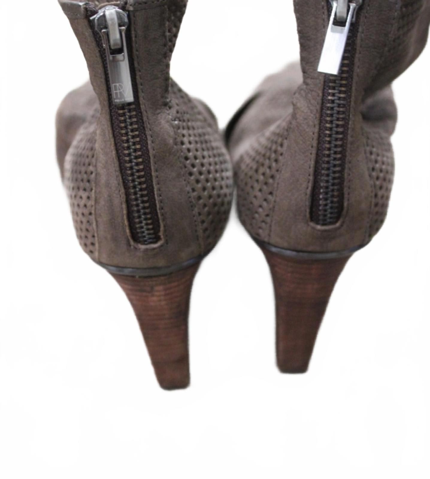Other Pelle Moda Women's Olive Perforated Wedge Peep Toe Booties 8 Size US 8 / IT 38 - 5 Thumbnail