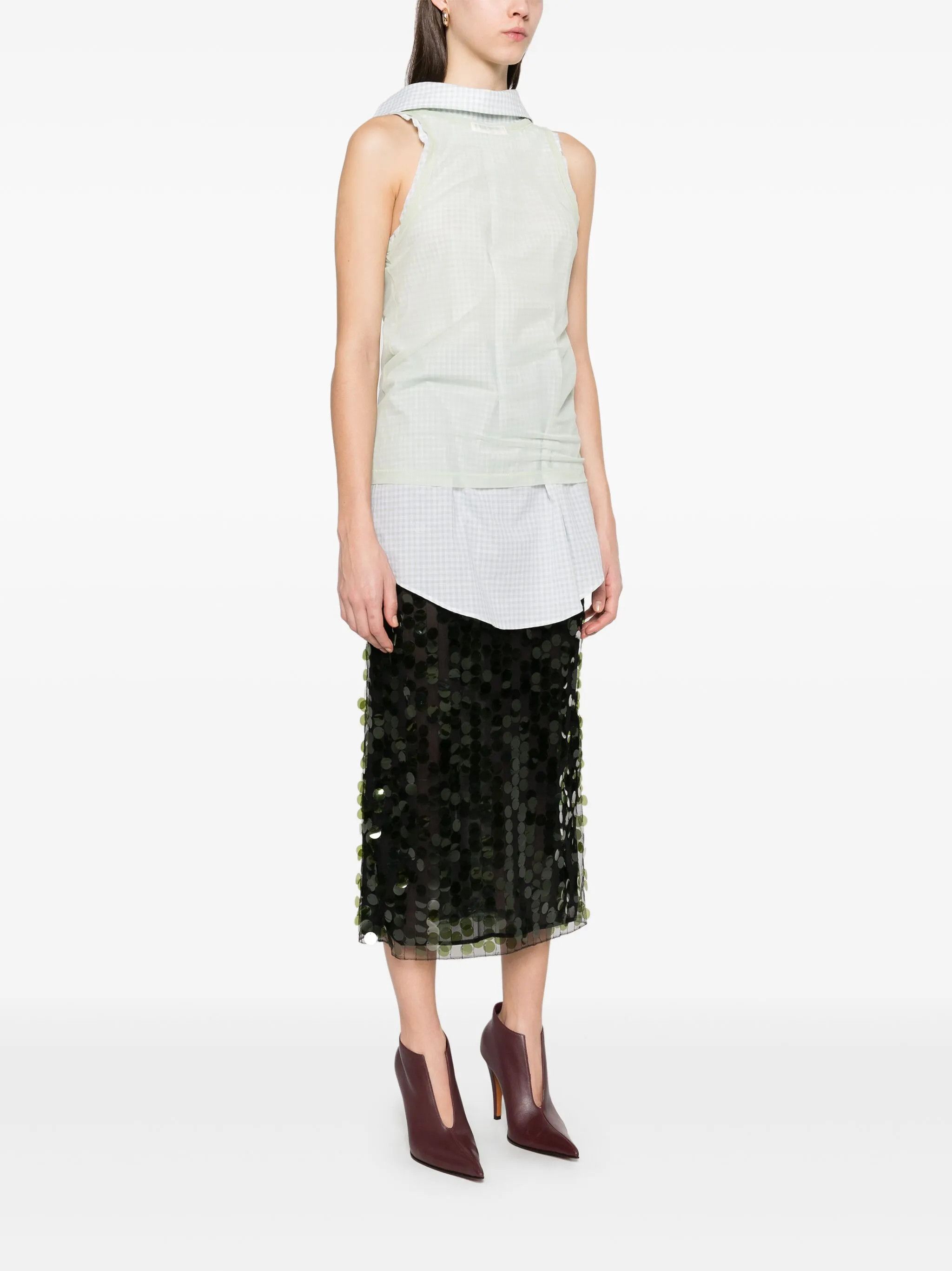 Maison Margiela o1w1db10526 Checkered Sleeveless Shirt in Light Green Size M / US 6-8 / IT 42-44 - 3 Thumbnail