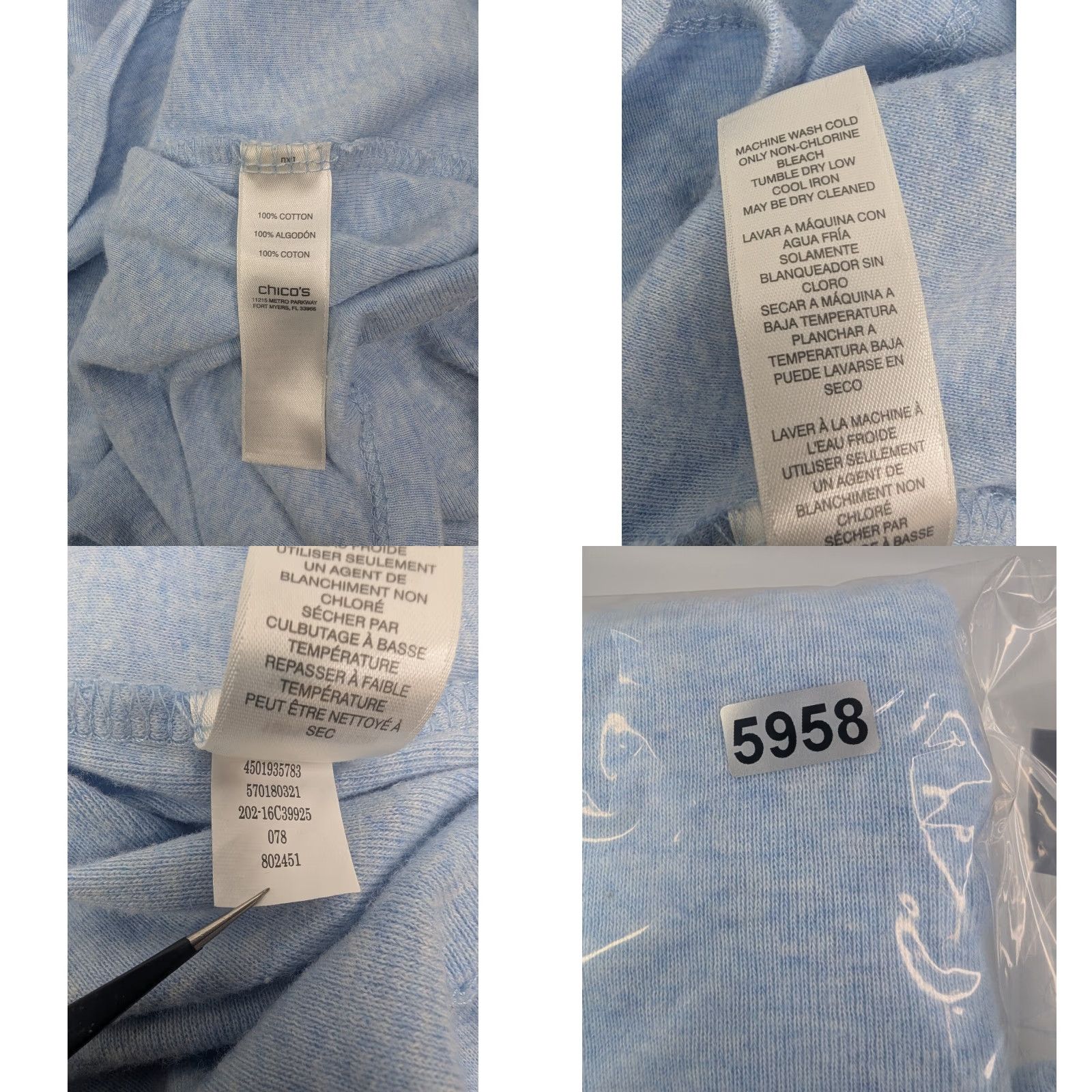 Vintage Chico's T-Shirt Long-Sleeve Scoop-Neck Tee Light Blue Cotton Size XL Womens Regular Adult Size XL Blue 3 US 16 Size XL / US 12-14 / IT 48-50 - 8 Thumbnail