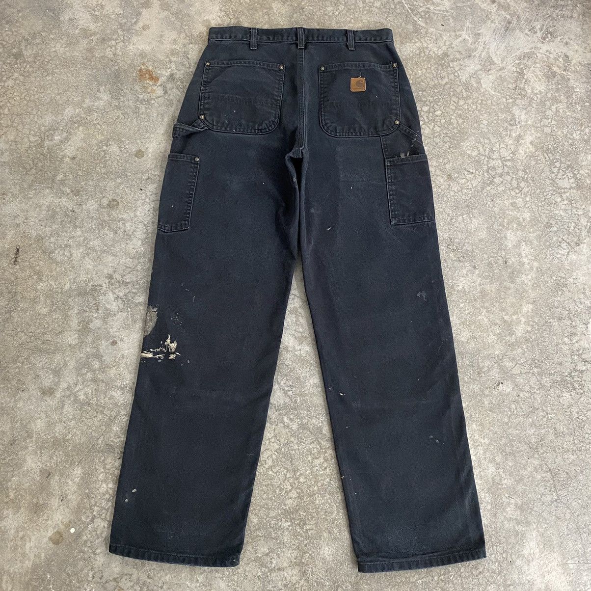 Carhartt VTG Carhartt Double Knee Faded Black Stained Carpenter Pants Size US 31 - 14 Thumbnail