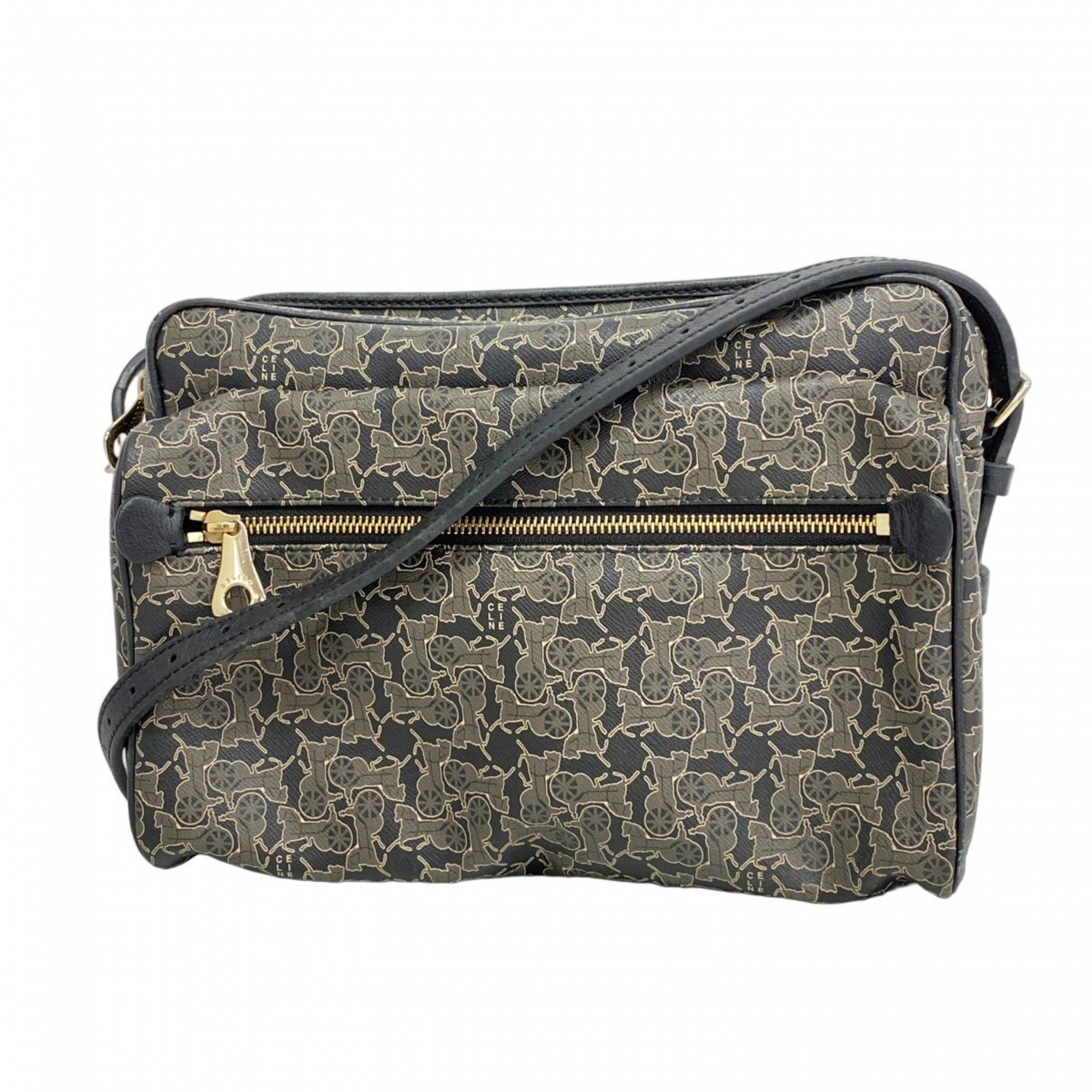 Celine Shoulder Bag Leather Black Women's