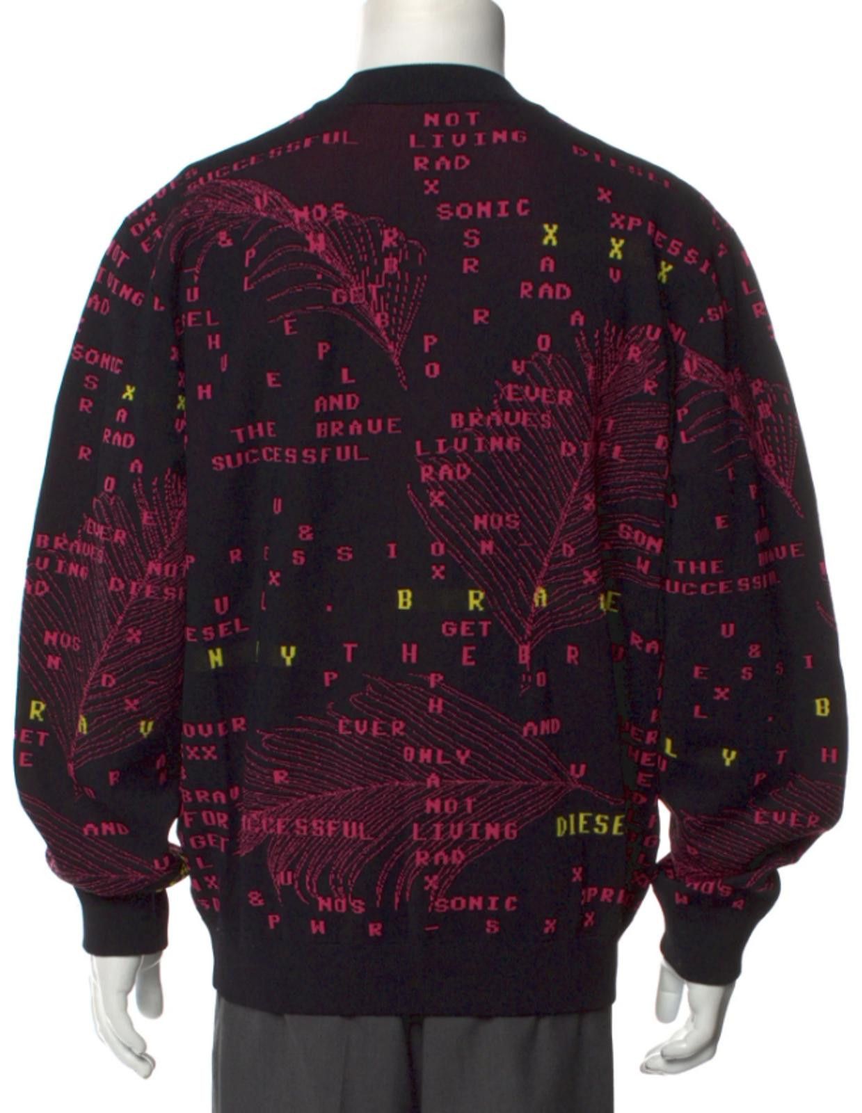 Diesel Diesel text print cardigan in black and pink Size: XL Size US XL / EU 56 / 4 - 4 Thumbnail