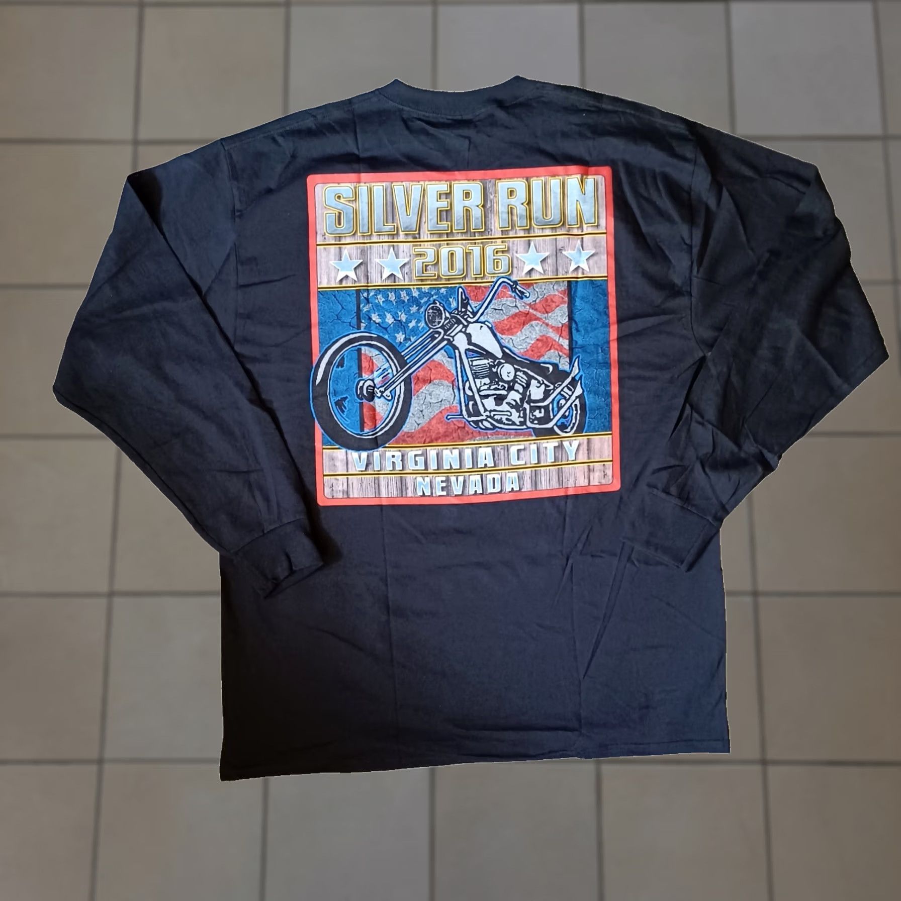 Fruit Of The Loom Virginia City Silver Run T Shirt Mens XL Black Bike Rally Two Sided 2016 Size US XL / EU 56 / 4 - 1 Thumbnail