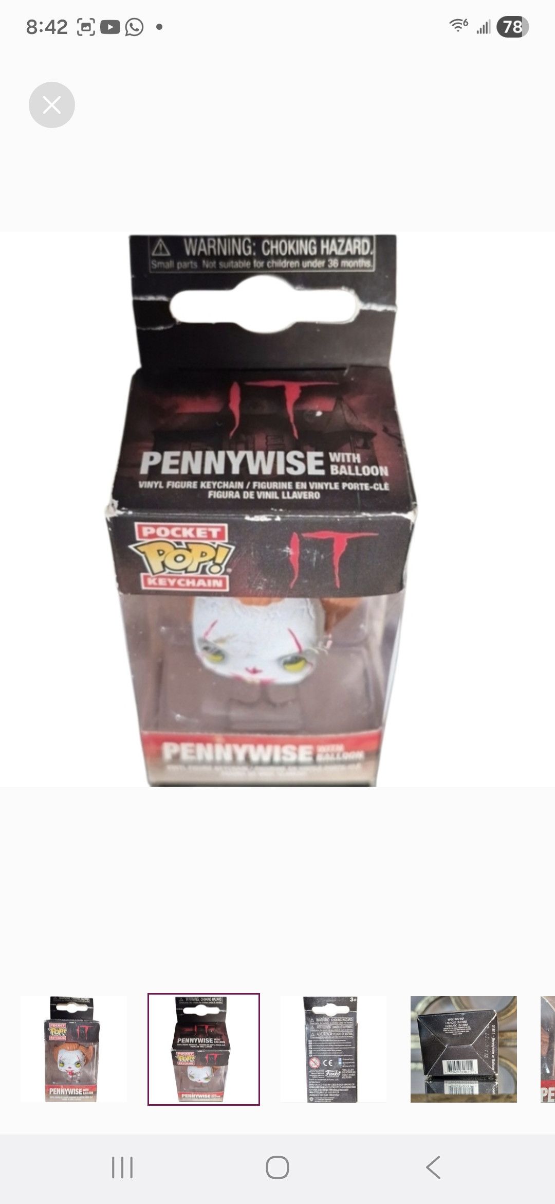 Other Funko × IT Pennywise with Balloon Pocket POP Keychain Size ONE SIZE - 4 Thumbnail