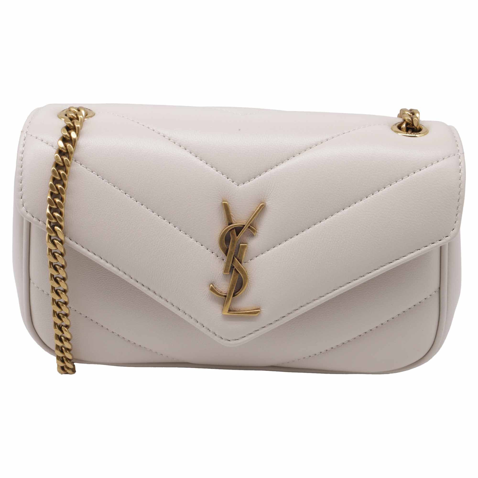 Yves Saint Laurent Saint Laurent Small Matelasse Loulou Bag in White Lambskin L Size ONE SIZE - 1 Thumbnail
