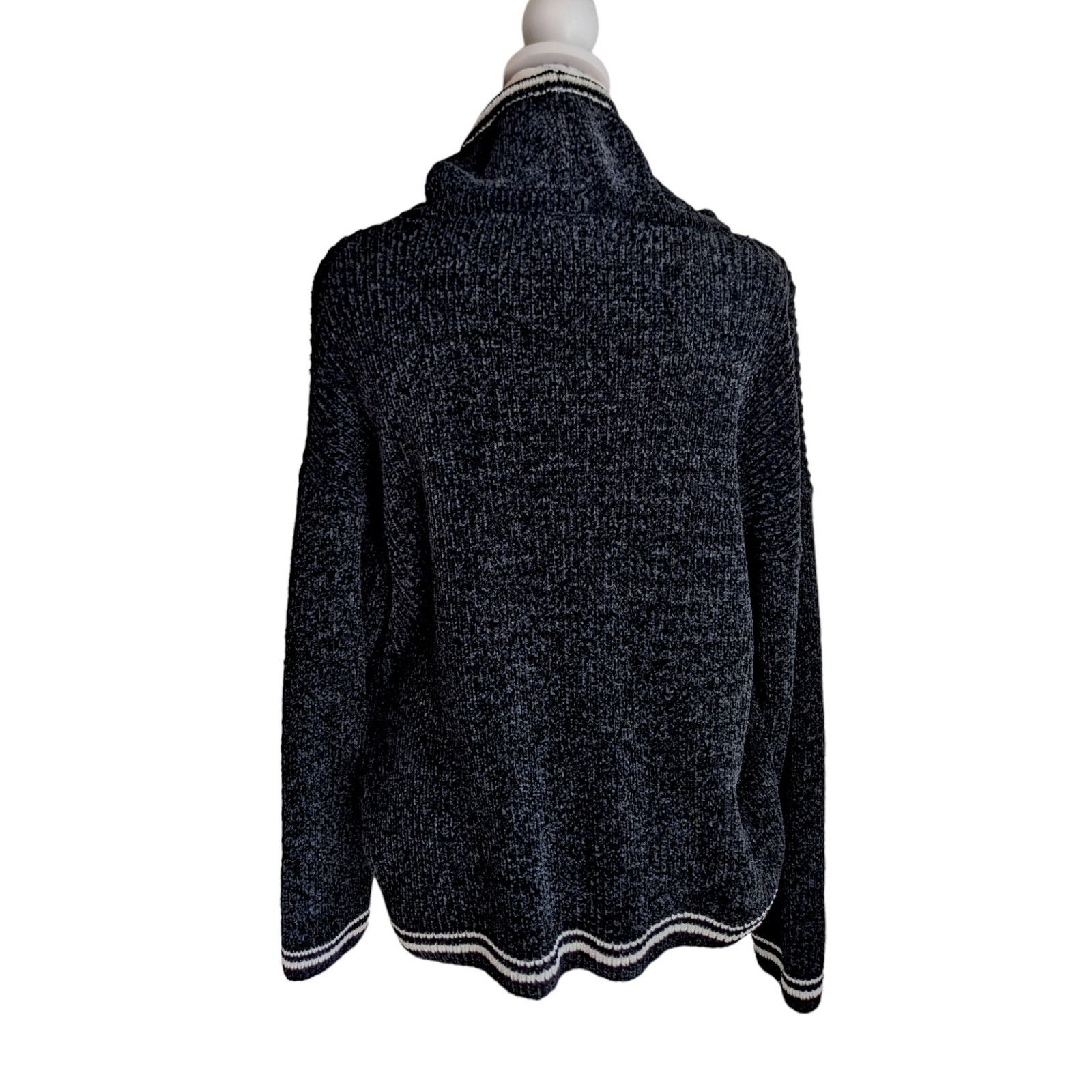 Rachel Zoe Rachel Zoe Black Striped Cowl Neck Knit Sweater XL Size XL / US 12-14 / IT 48-50 - 2 Thumbnail