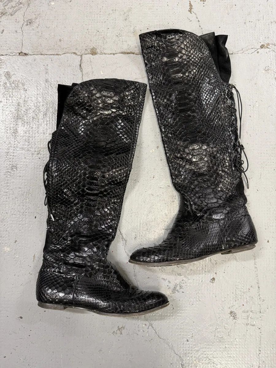 Roberto Cavalli Roberto Cavalli Black Python Leather Ankle Boots Size US 7.5 / IT 37.5 - 4 Thumbnail