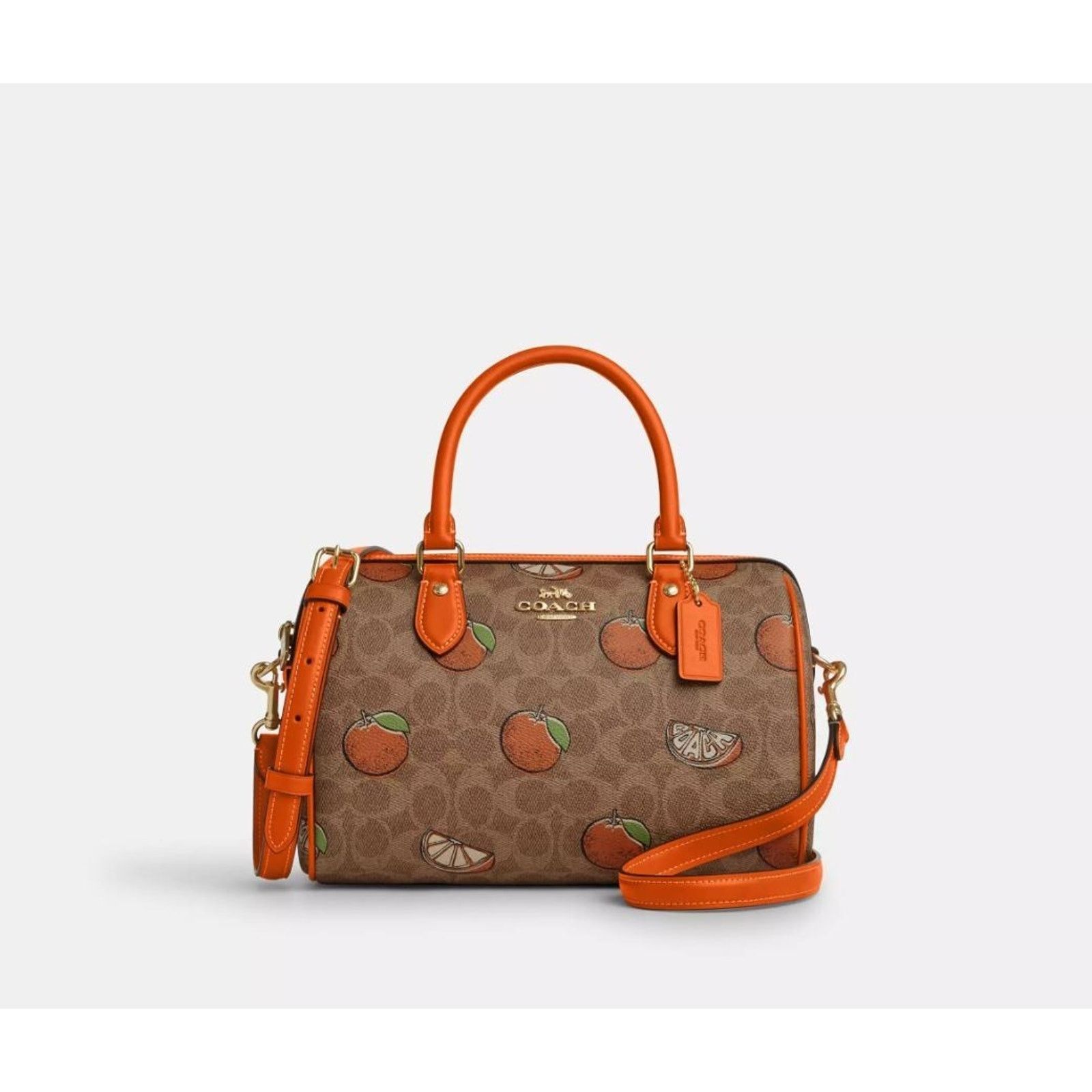 Coach Coach Rowan CAQ61 Satchel Bag Signature Canvas Orange Print Size ONE SIZE - 3 Thumbnail