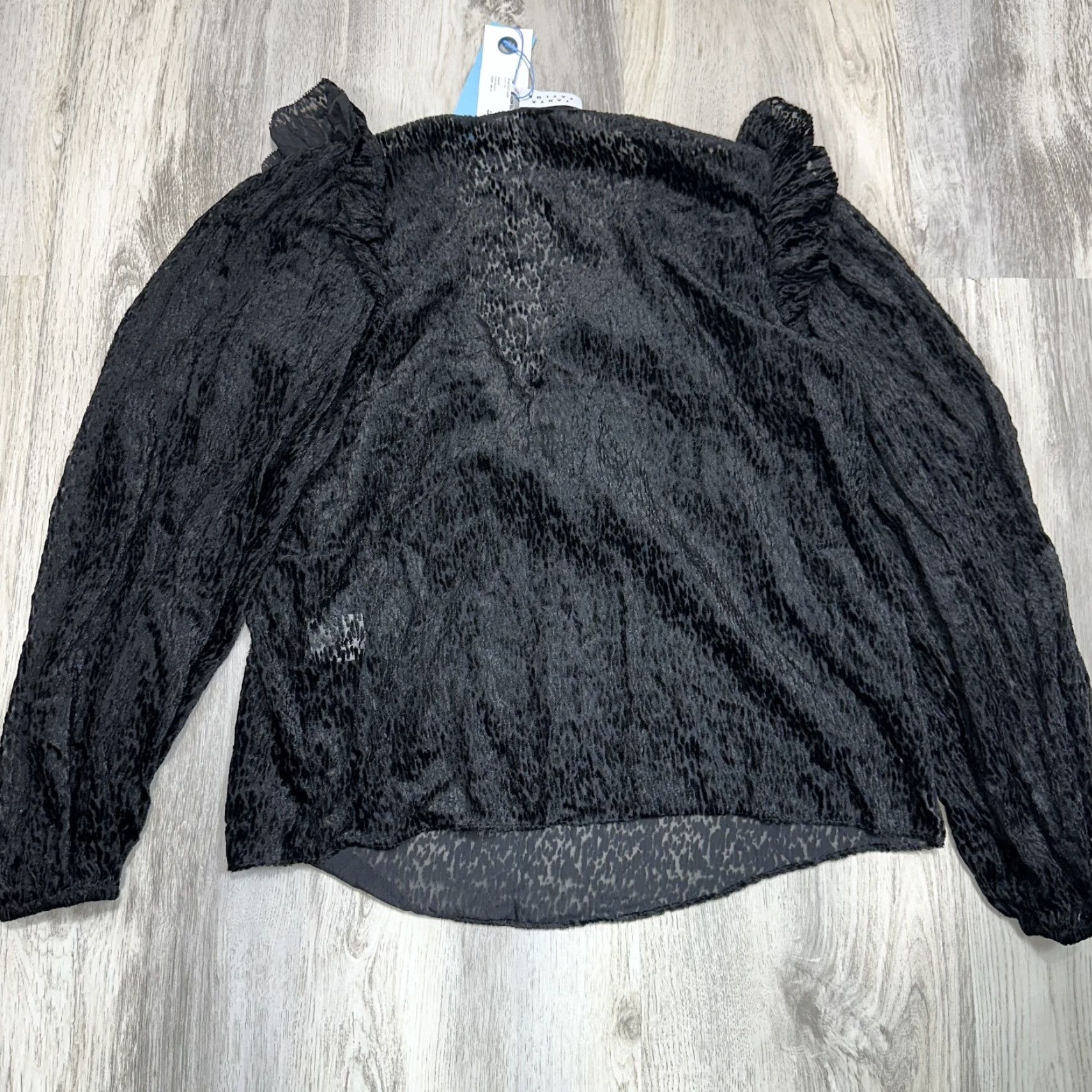 Tanya Taylor Tanya Taylor Blouse Women XS Black V-Neck Ruffle Sheer NWT MSRP 365 NWT XS Black Blouse Party/Cocktail Casual Womens Designer Dressy Top Size XS / US 0-2 / IT 36-38 - 3 Thumbnail