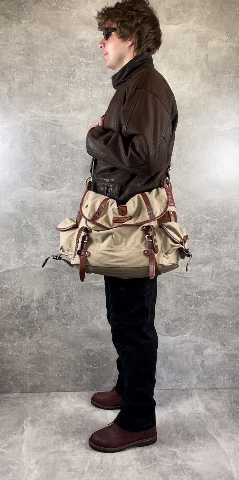 Vintage Machu Picchu Canvas Leather Messenger Bag Crossbody Travel Size ONE SIZE - 4 Thumbnail