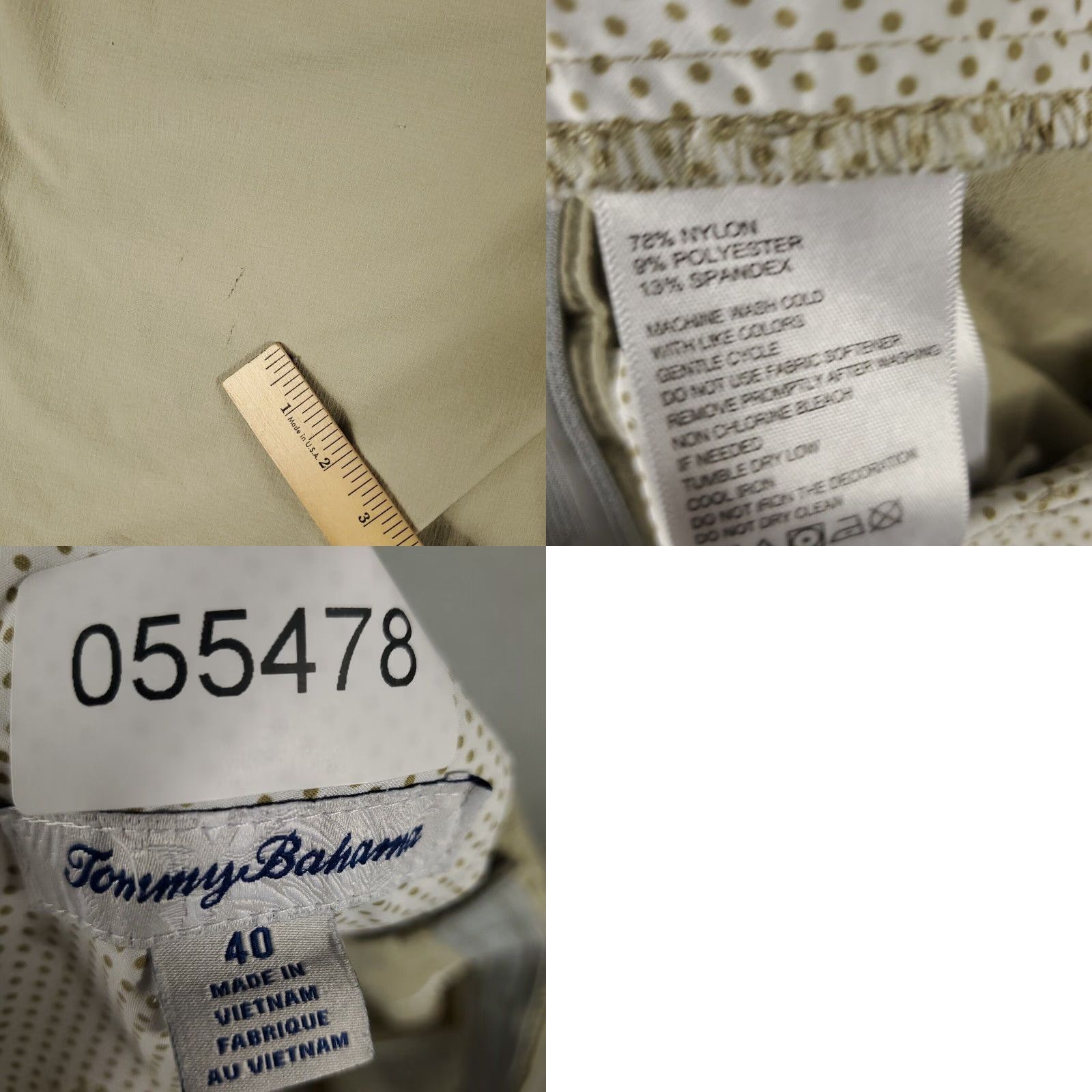 Tommy Bahama VINTAGE Tommy Bahama Shorts Mens 40 Beige Stretch Nylon Flat Front Chino Casual Men Size US 40 / EU 56 - 8 Thumbnail