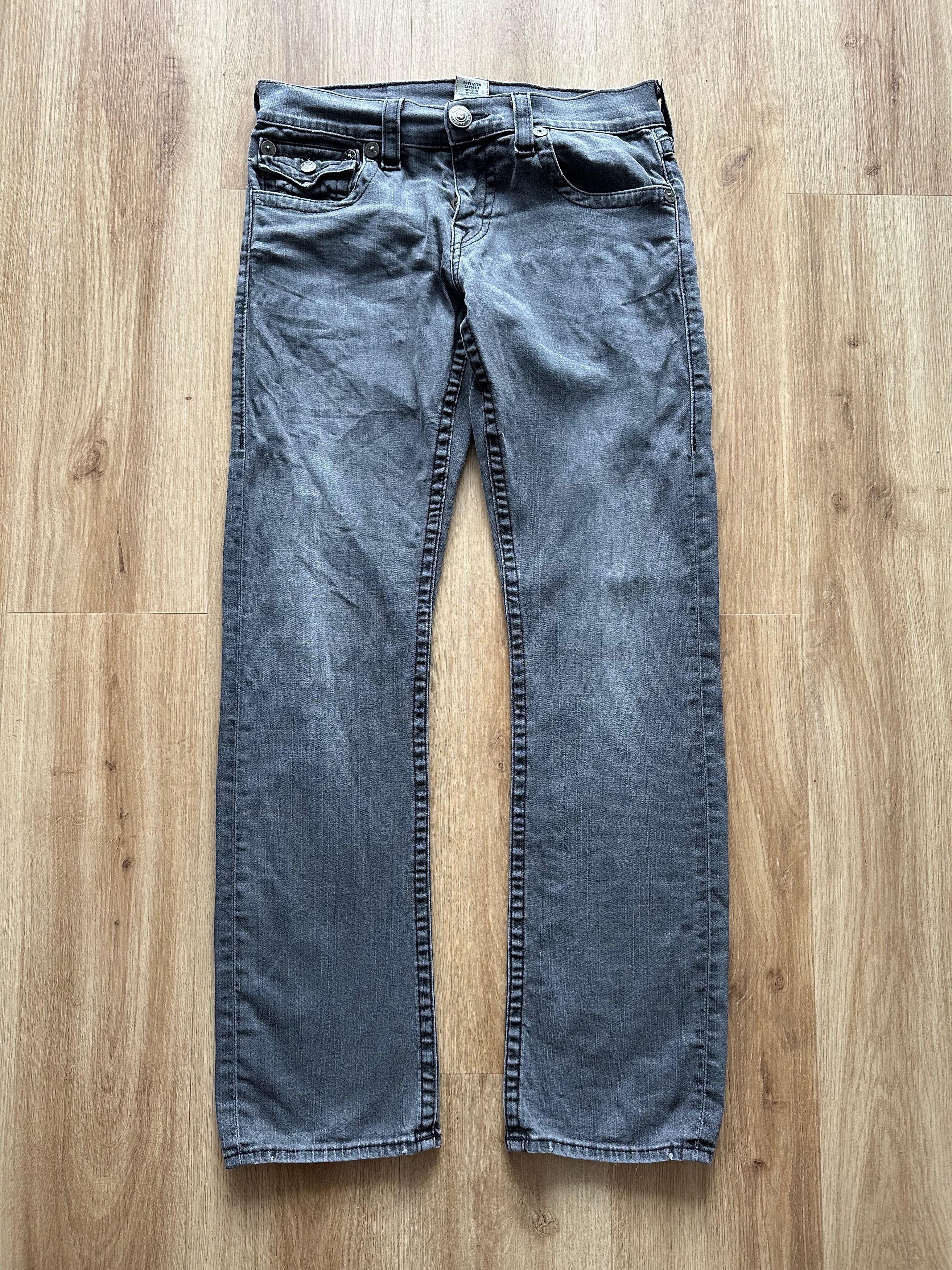 True Religion True Religion Gray Stretch Straight denim pants metal dots Size US 31 - 2 Thumbnail