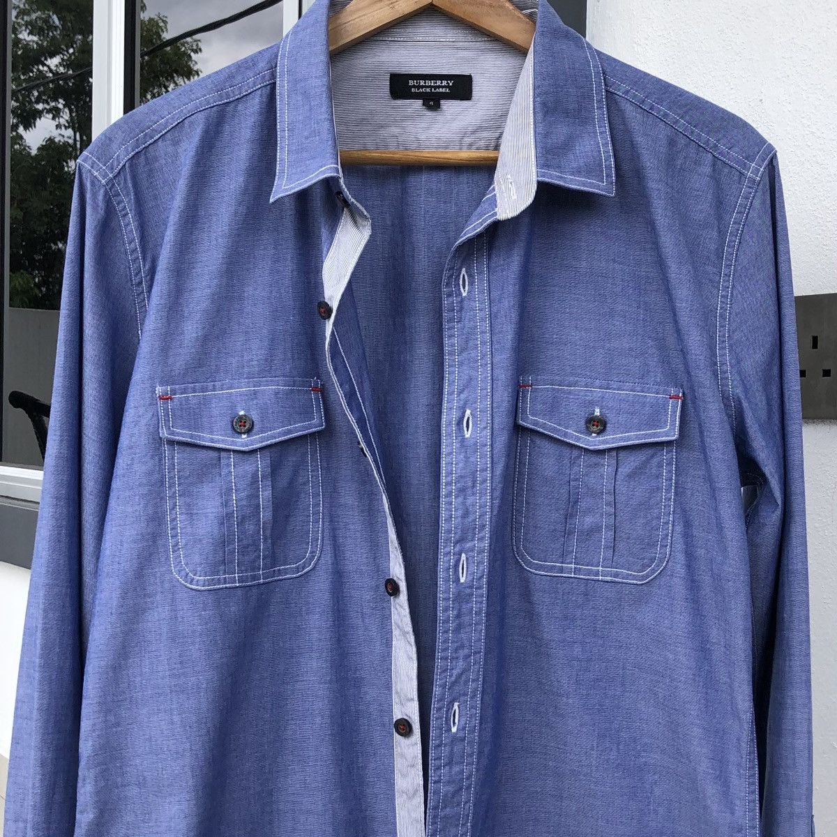 Burberry Burberry Black Label Chambray Long Sleeve Shirt Size US M / EU 48-50 / 2 - 4 Thumbnail