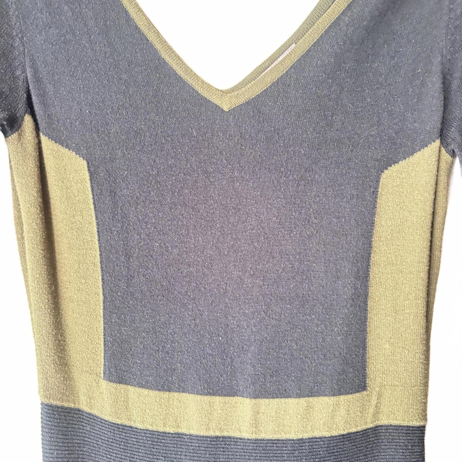 Other Romeo & Juliet Couture Long Sleeve Black & Olive Knit Dress Size S / US 4 / IT 40 - 5 Thumbnail