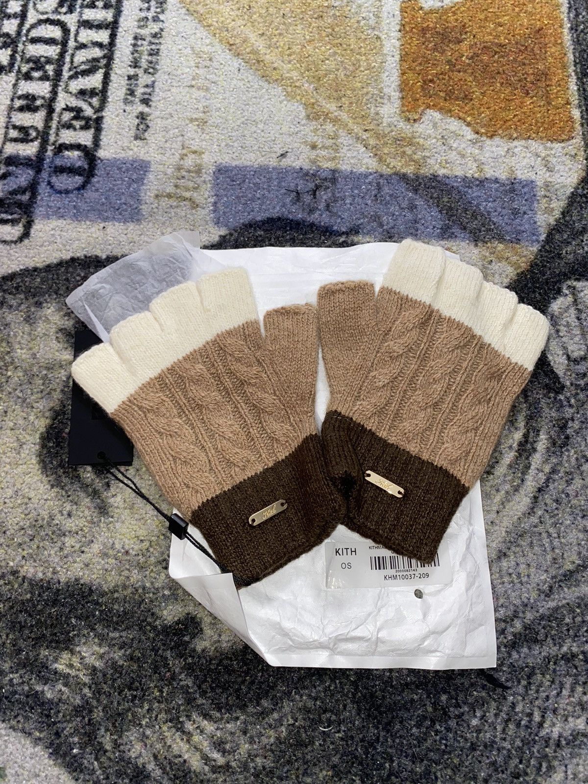 Kith Kith Kithmas Color-Blocked Fingerless Gloves Size ONE SIZE - 1 Thumbnail