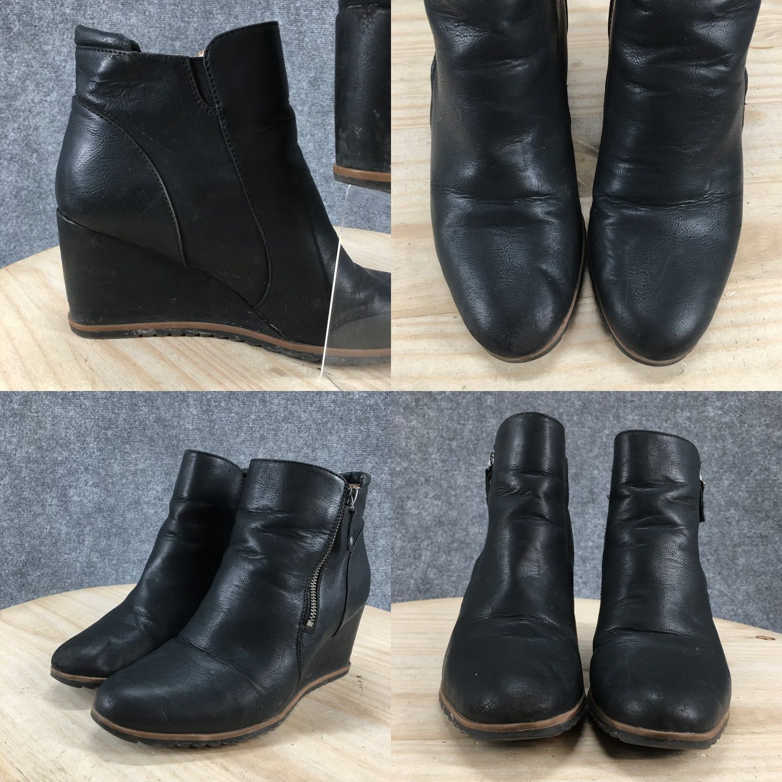 Vintage SOUL By Naturalizer Haley Boots Womens 10 M Haley Side Zip Wedge Ankle Bootie Black Shoes Size US 10 / IT 40 - 8 Thumbnail