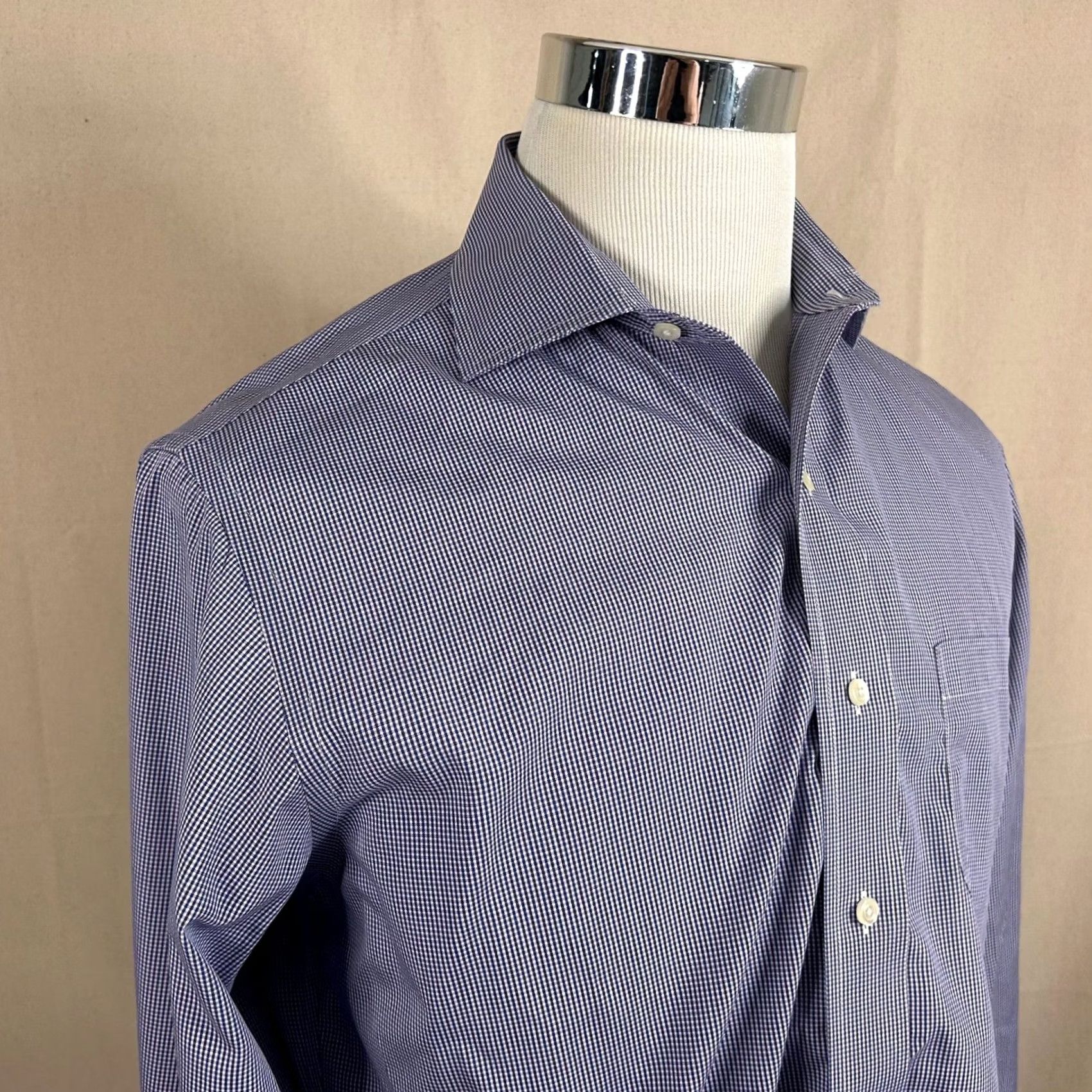 Brooks Brothers Brooks Brothers Regent Dress Shirt Purple Check 15.5 34 Non Iron Cotton Stretch Mens Size 42R - 2 Thumbnail