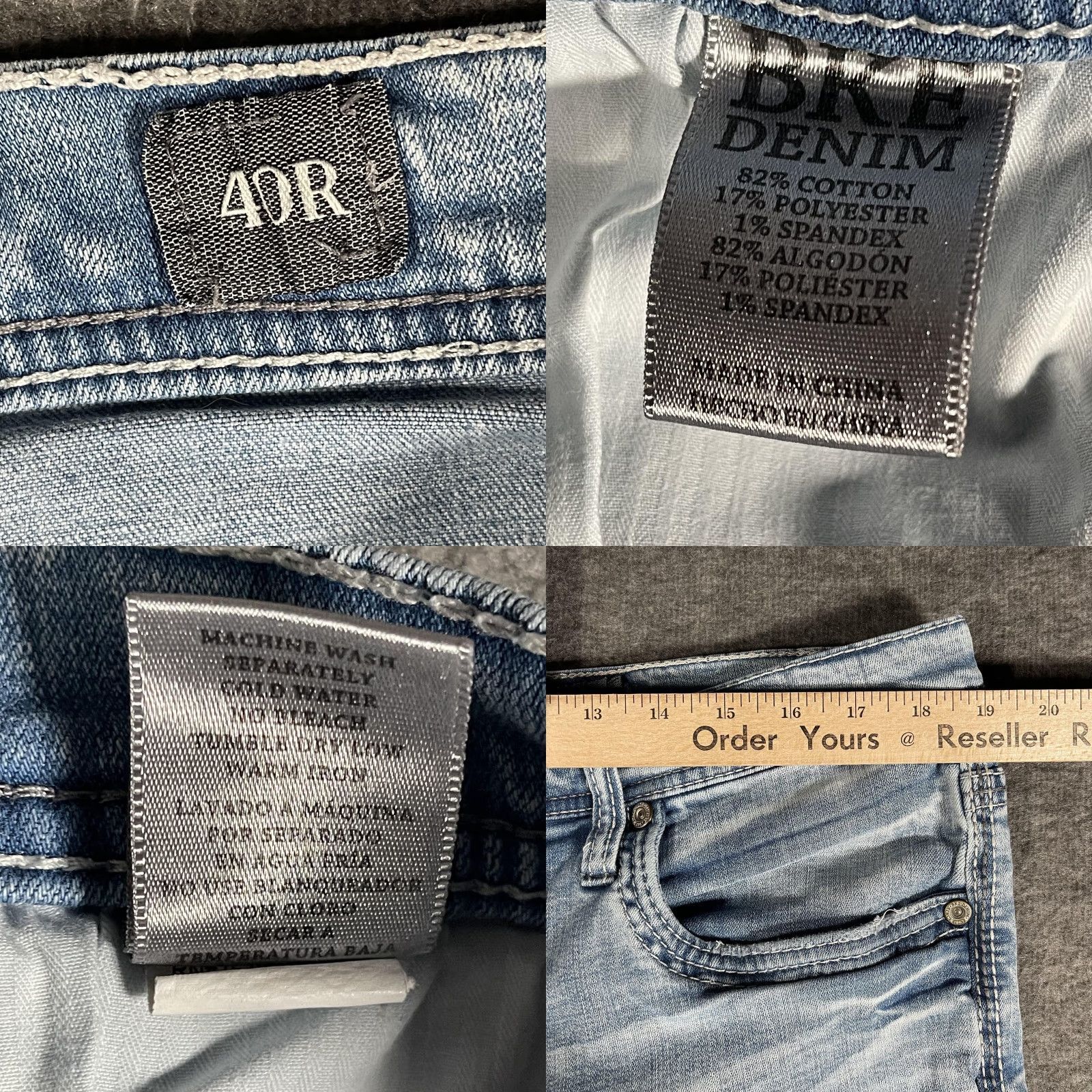 BKE BKE Jake Straight Jeans Mens 40x30 Light Wash Blue Denim Distressed Stretch Size US 40 / EU 56 - 8 Thumbnail