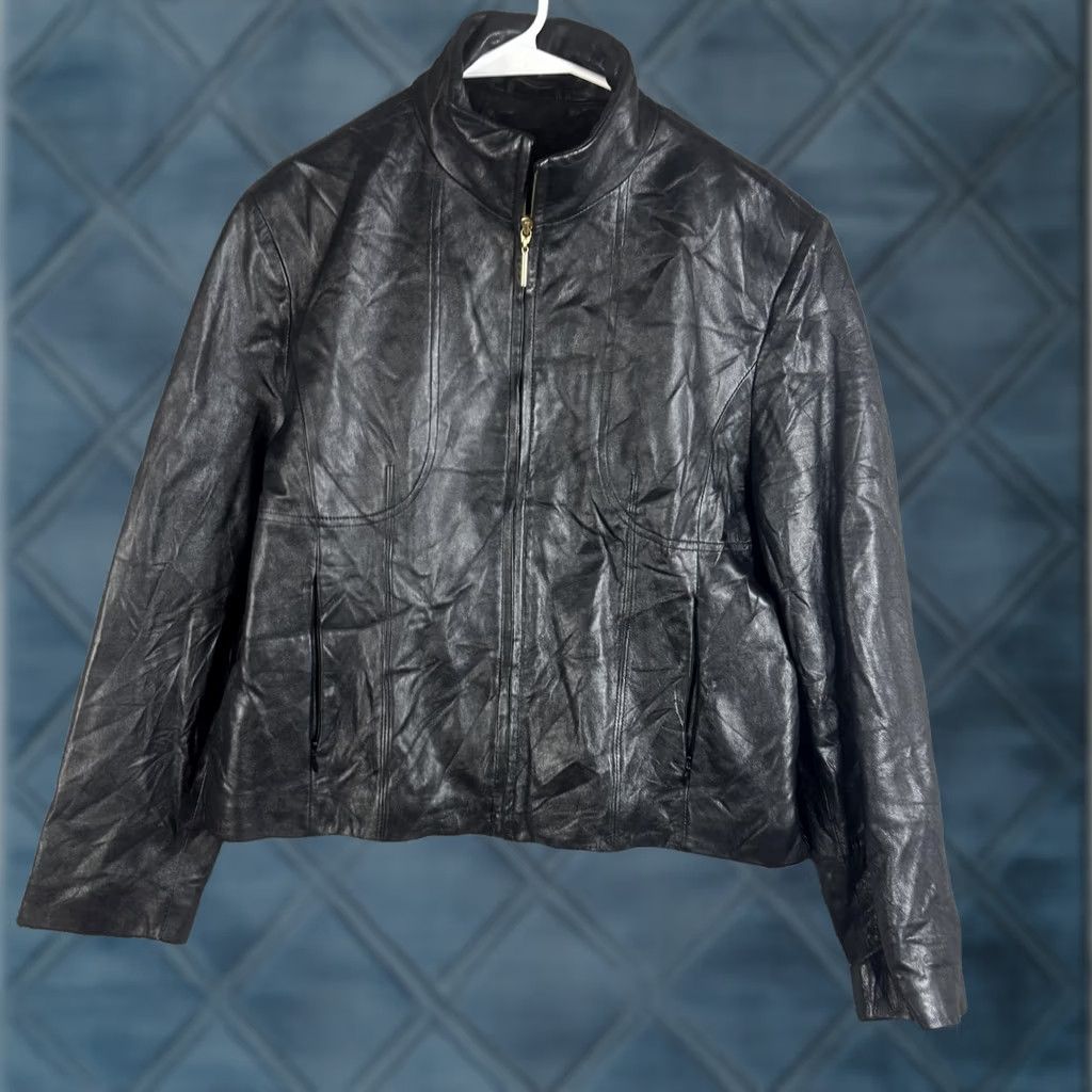 Vintage Wilsons Leather Pelle Studio Jacket Womens XL Black Leather Full Zip Lined Size XL / US 12-14 / IT 48-50 - 1 Thumbnail