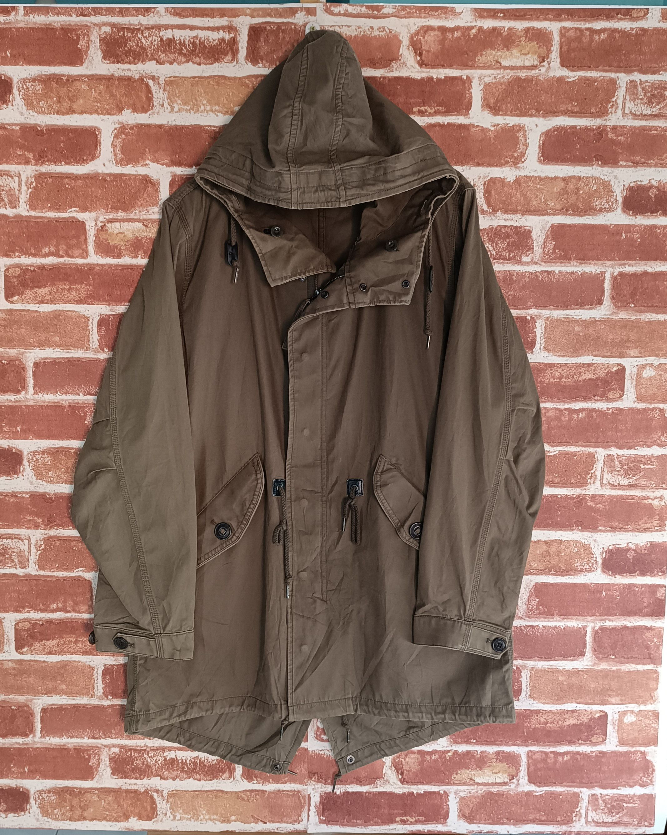 image of Vintage Back Number Parka Jacket Military Style in Army Green, Men's (Size Large)